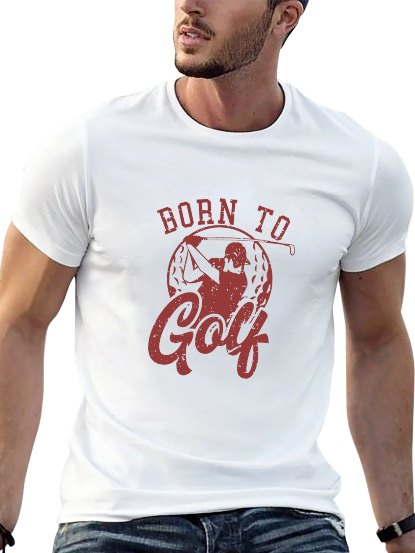 Black Born To Golf Tee - Golfer Gift view 13