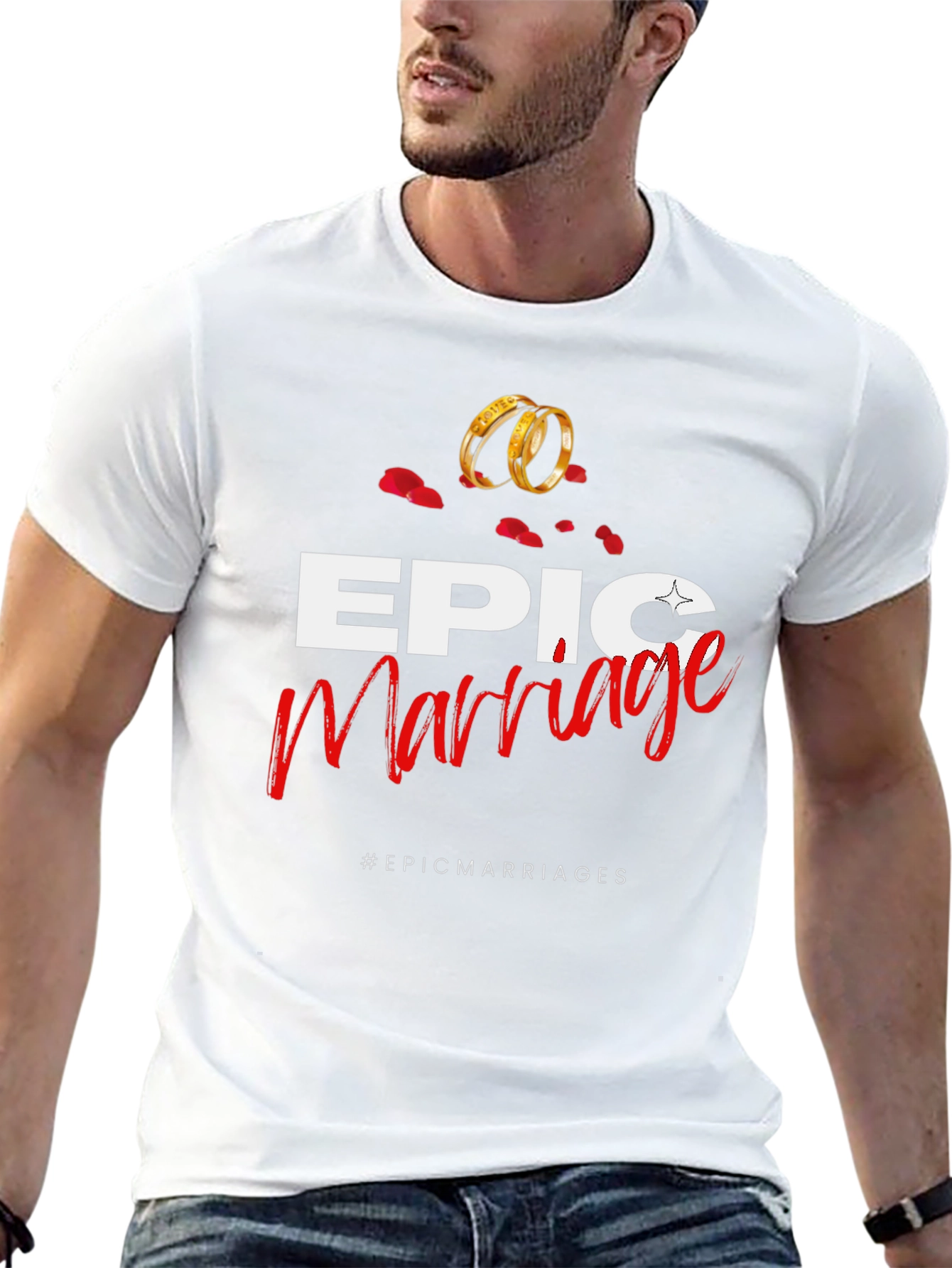 Black Epic Marriage T-Shirt - Stylish Wedding Anniversary Apparel view 13