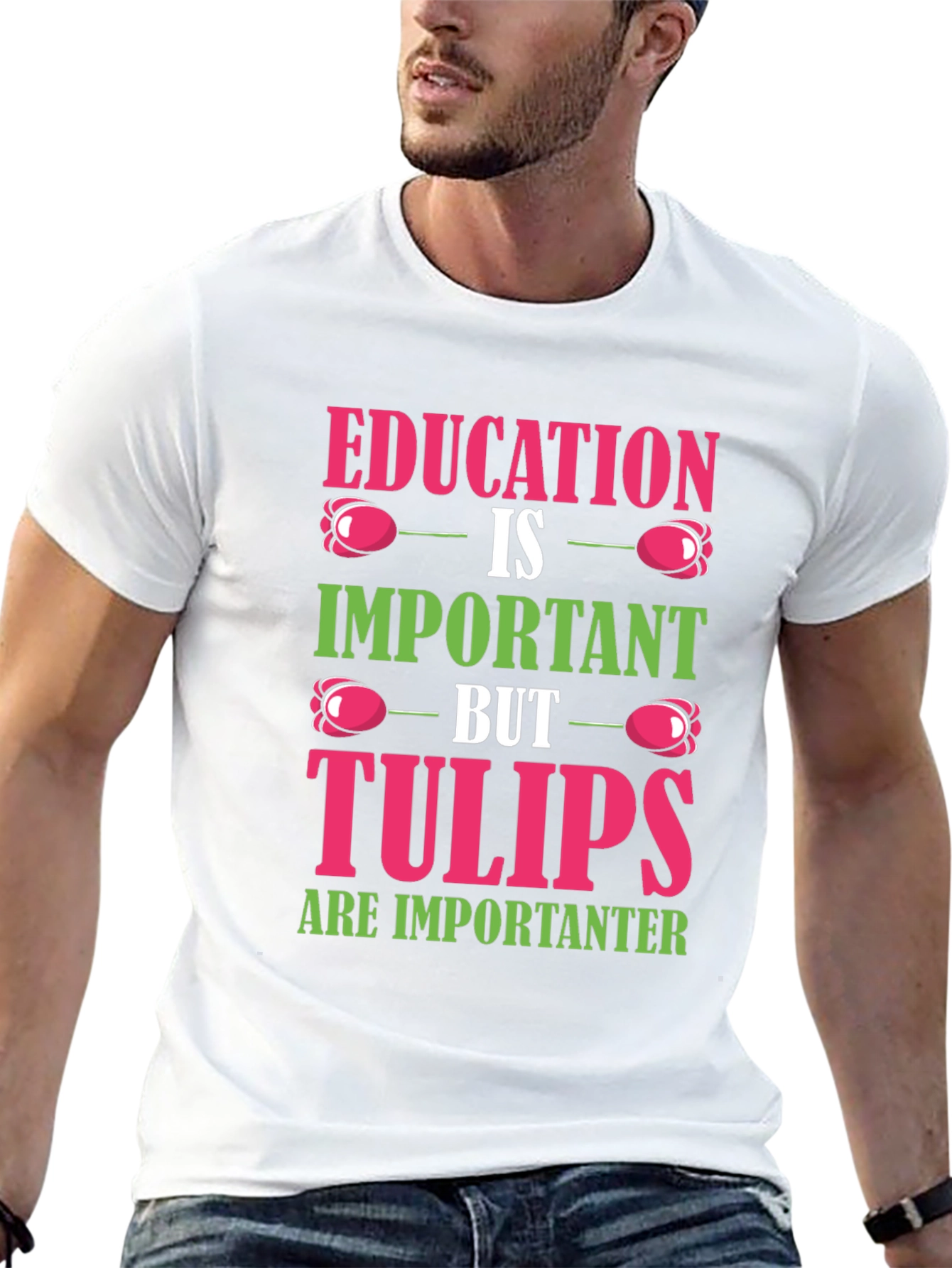 Black Education vs. Tulips Graphic T-Shirt view 13