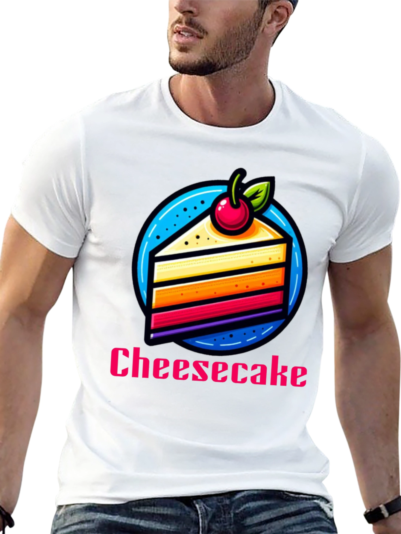 Black Cheesecake Slice Graphic T-Shirt - Fun Dessert Tee view 13