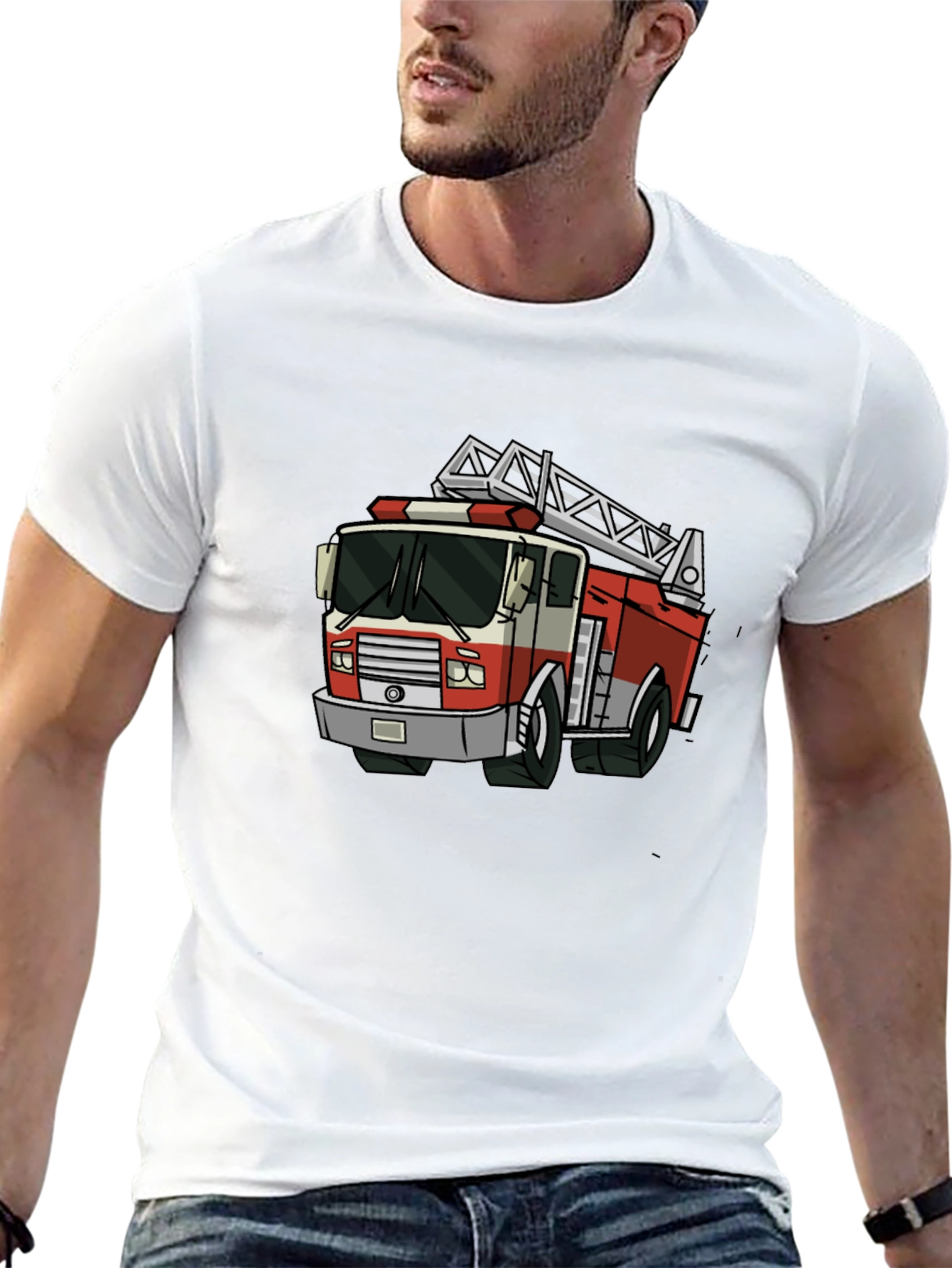 Black Fire Truck Graphic Tee - Cool Cartoon Design view 13
