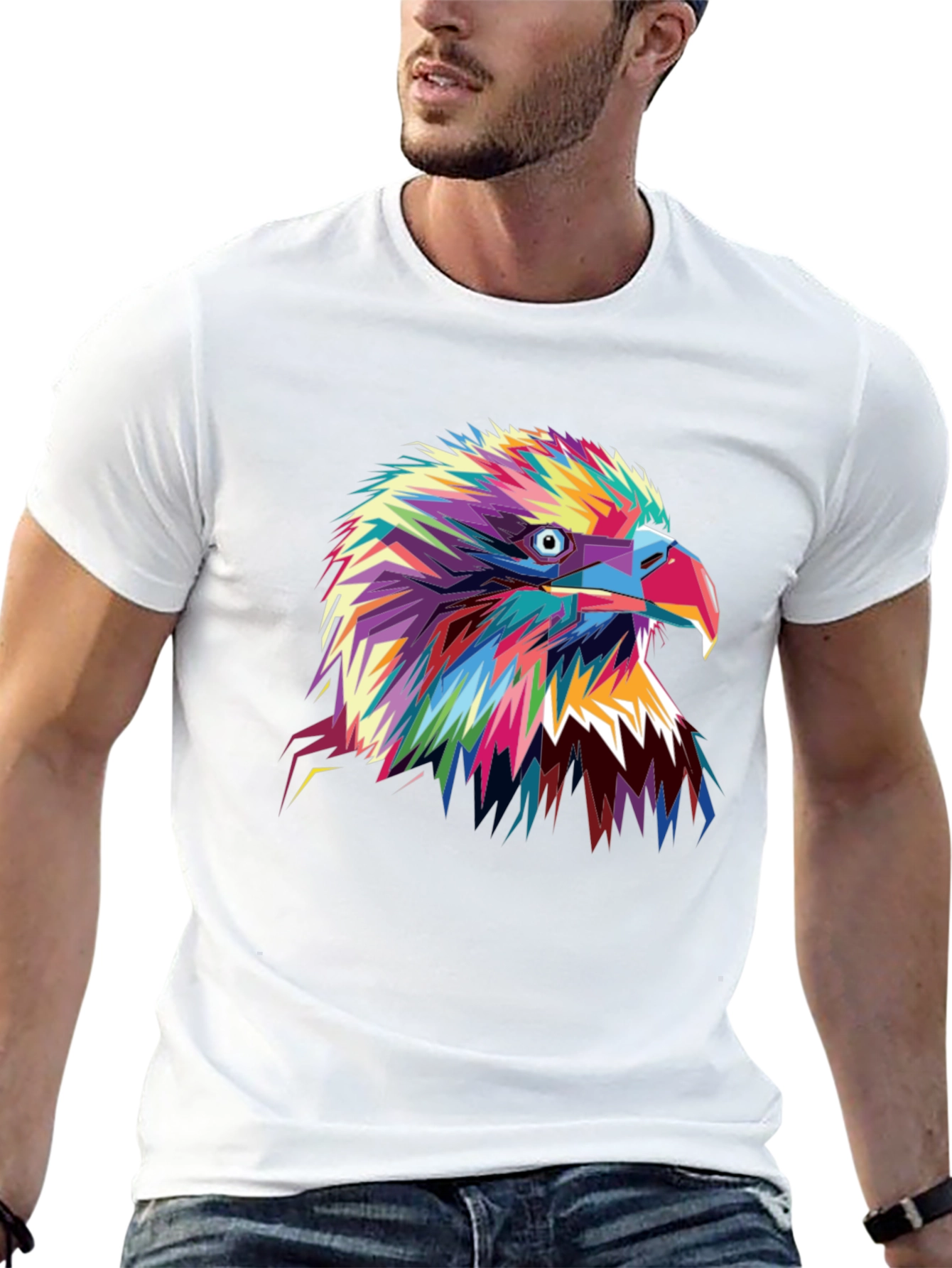 Black Bold Eagle Graphic Tee - Vibrant Colorful Bird T-Shirt view 13