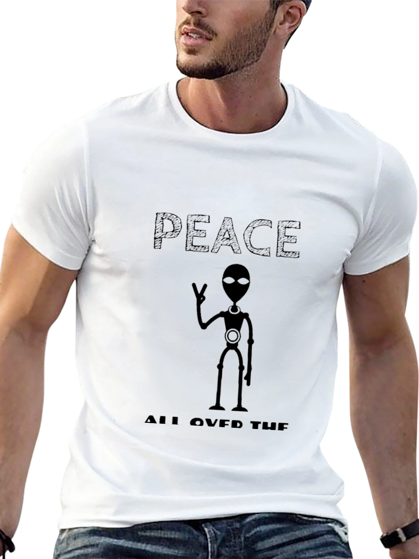 Black Peace Alien Graphic T-Shirt view 13