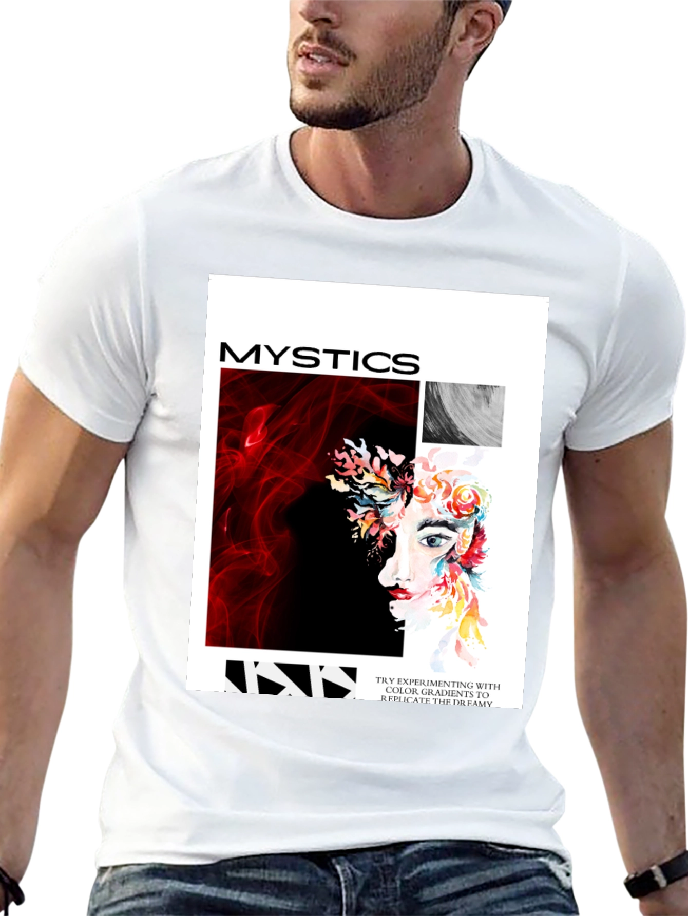 Black Mystics Graphic Print Tee - Unisex Black T-Shirt view 13