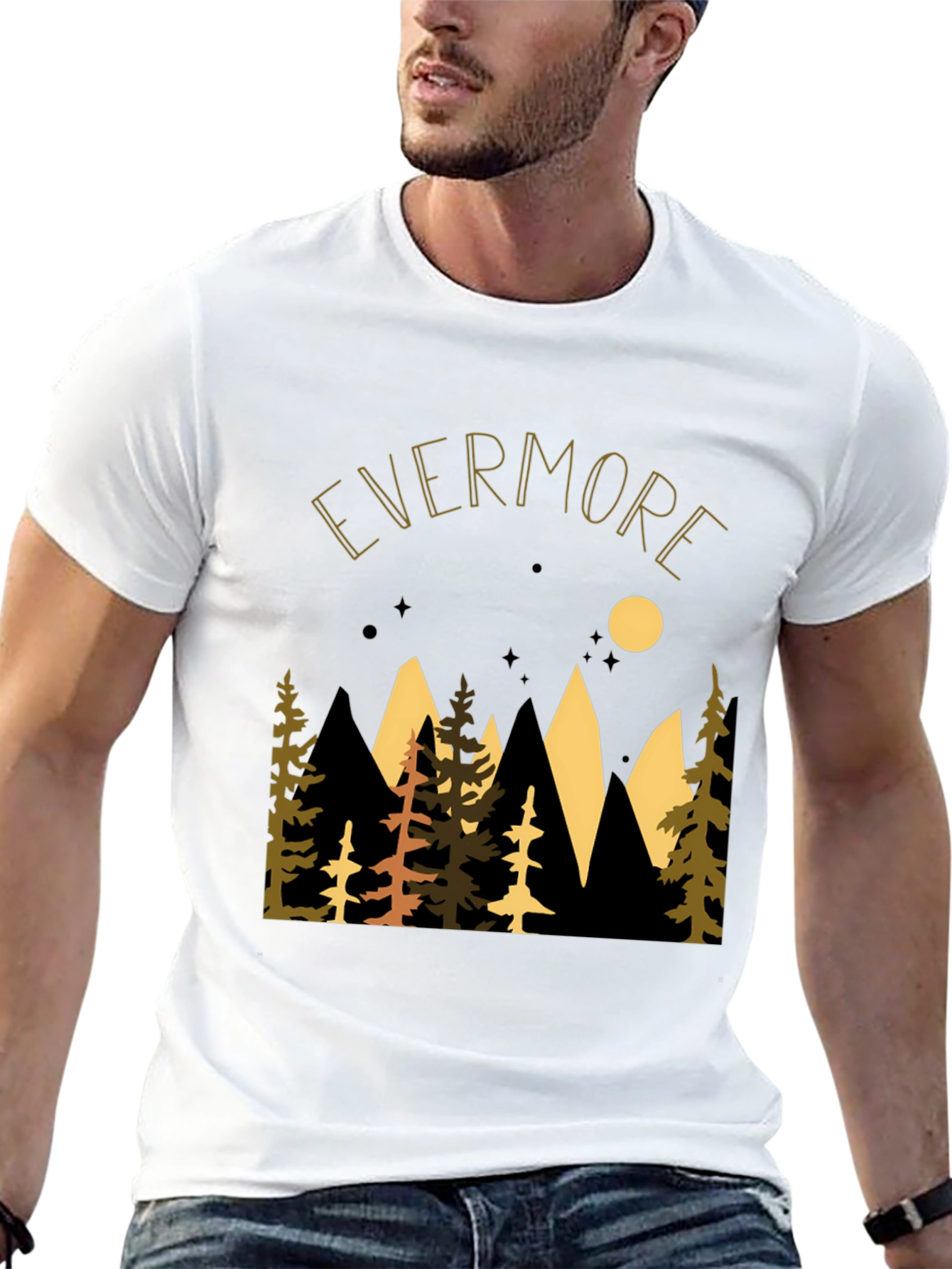 Black Evermore Forest Graphic Tee - Nature Inspired Unisex T-Shirt view 13
