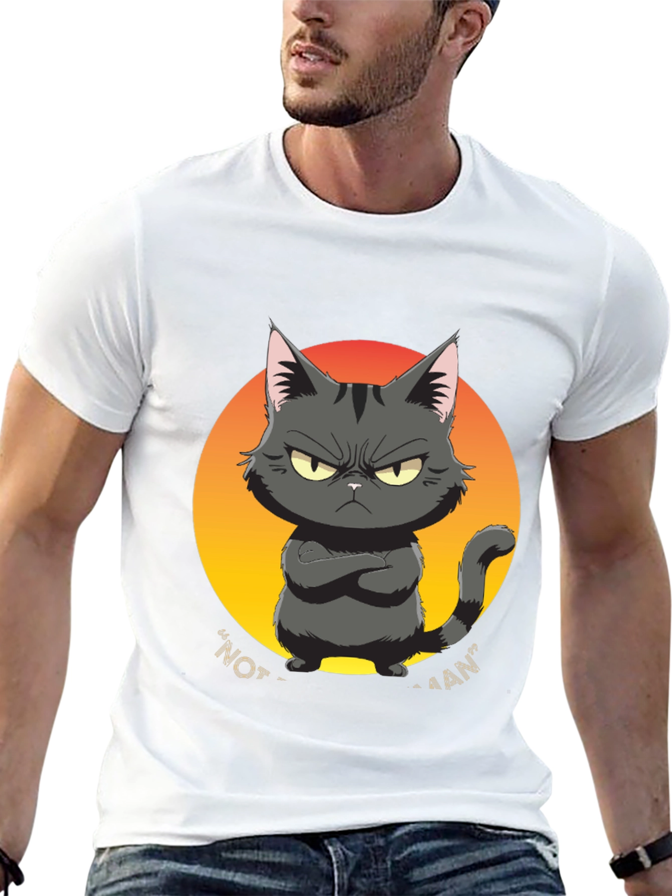 Black Grumpy Cat Graphic Tee - "Not a Fan" Black T-Shirt view 13