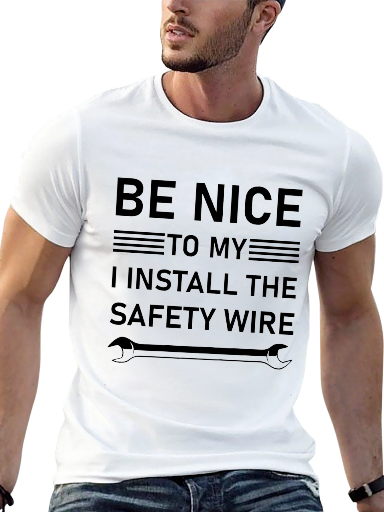 Black Be Nice, Safety Wire Installer T-Shirt view 13