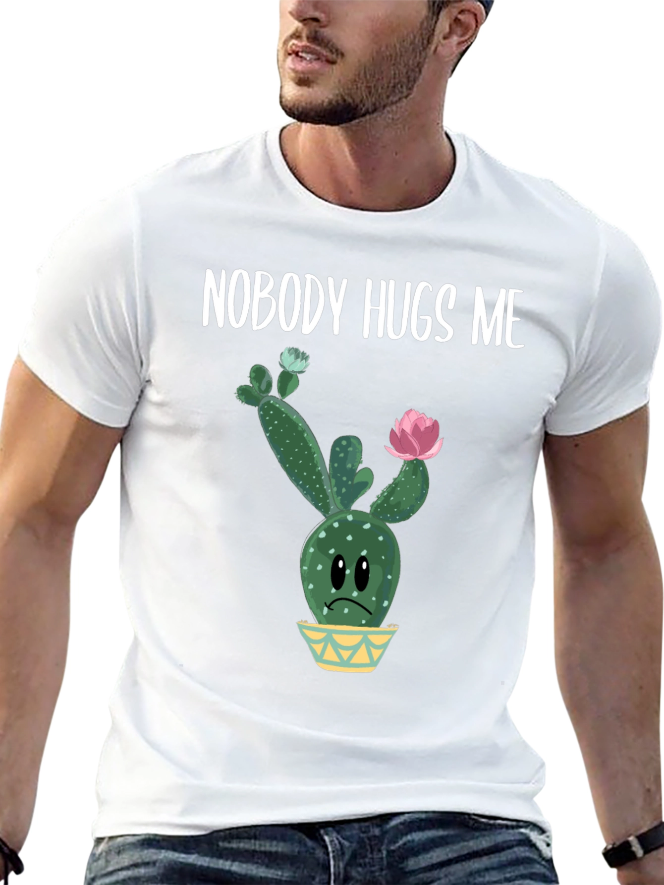 Black Nobody Hugs Me Cactus Graphic Tee - Unisex view 13