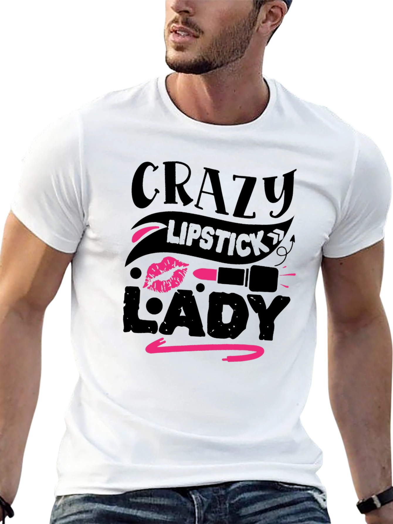Black Crazy Lipstick Lady Graphic Tee - Black view 13