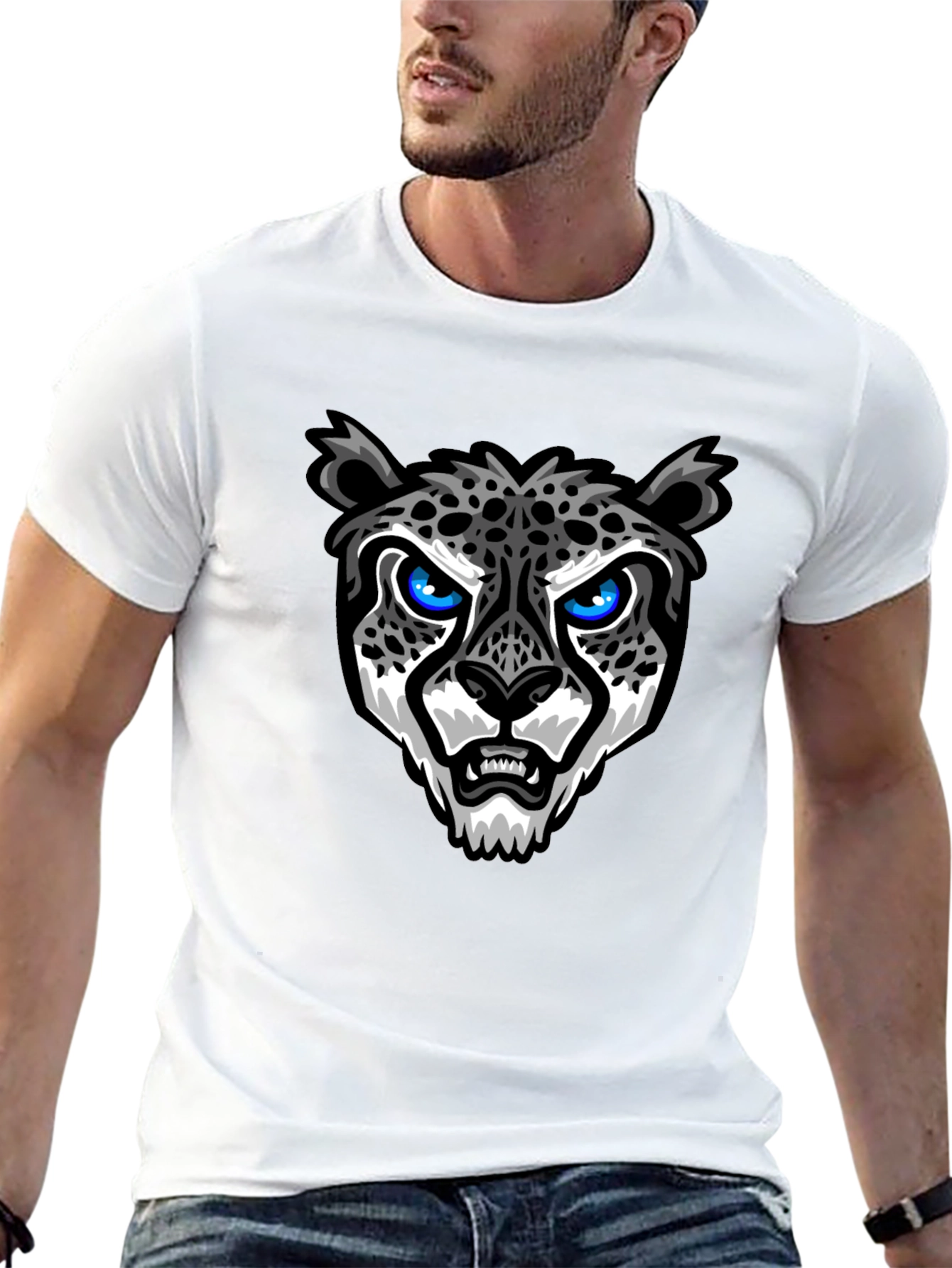 Black Cool Cheetah Graphic T-Shirt - Trendy Black Tee view 13