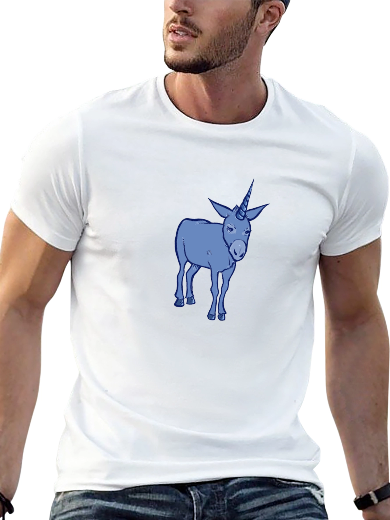 Black Unicorn Donkey Graphic Tee - Men's Black Cotton T-Shirt view 13