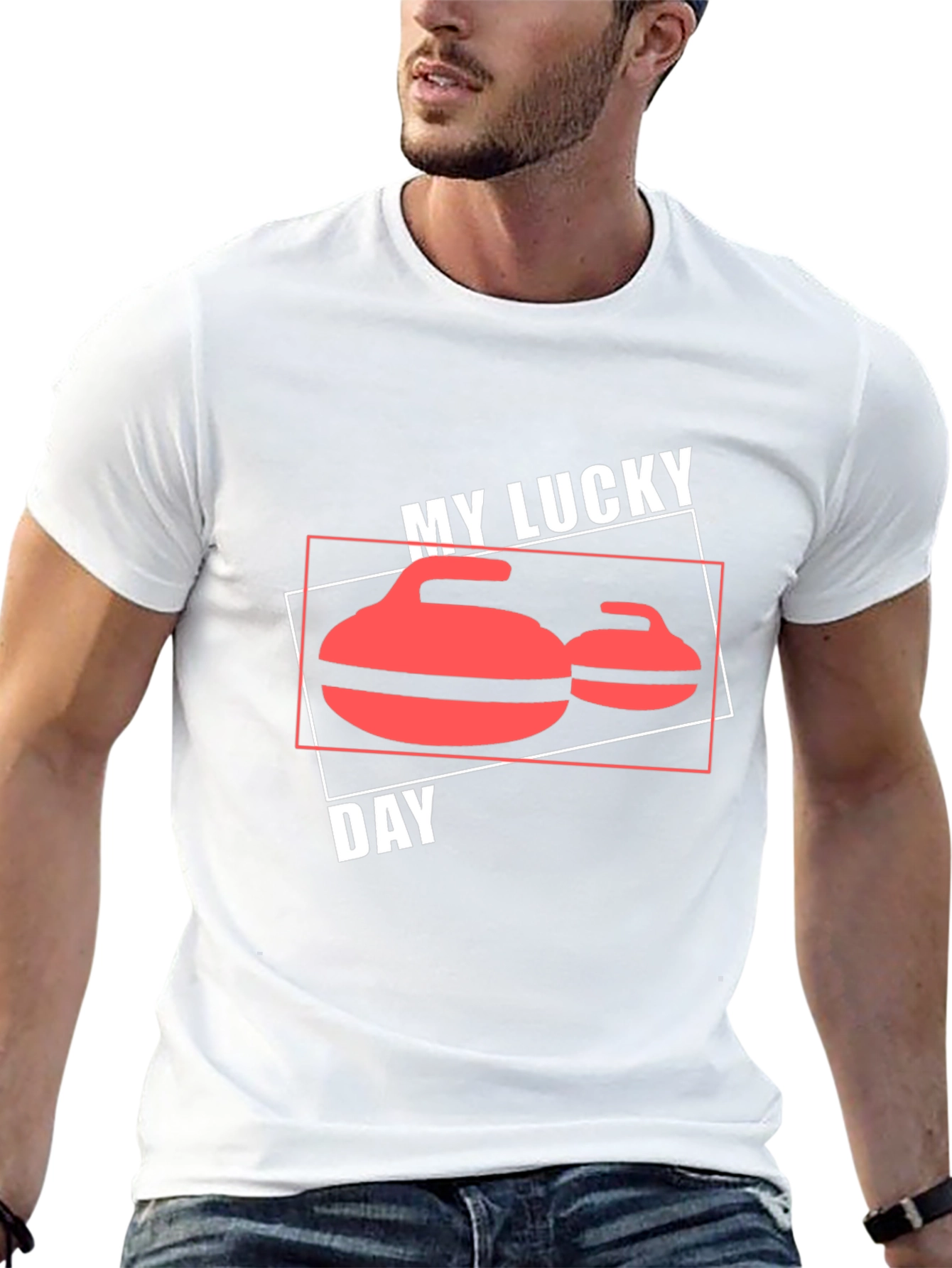 Black My Lucky Day Curling T-Shirt - Sports Tee view 13
