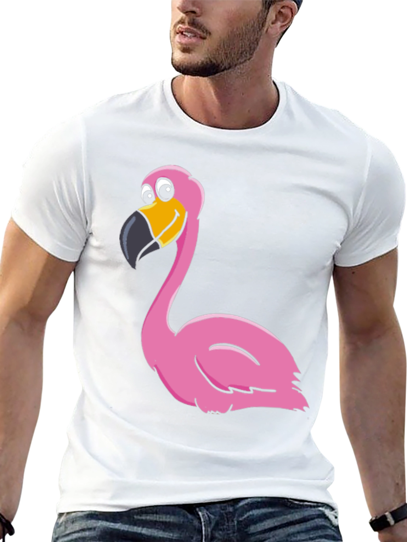 Black Funny Flamingo Graphic Print Tee view 13