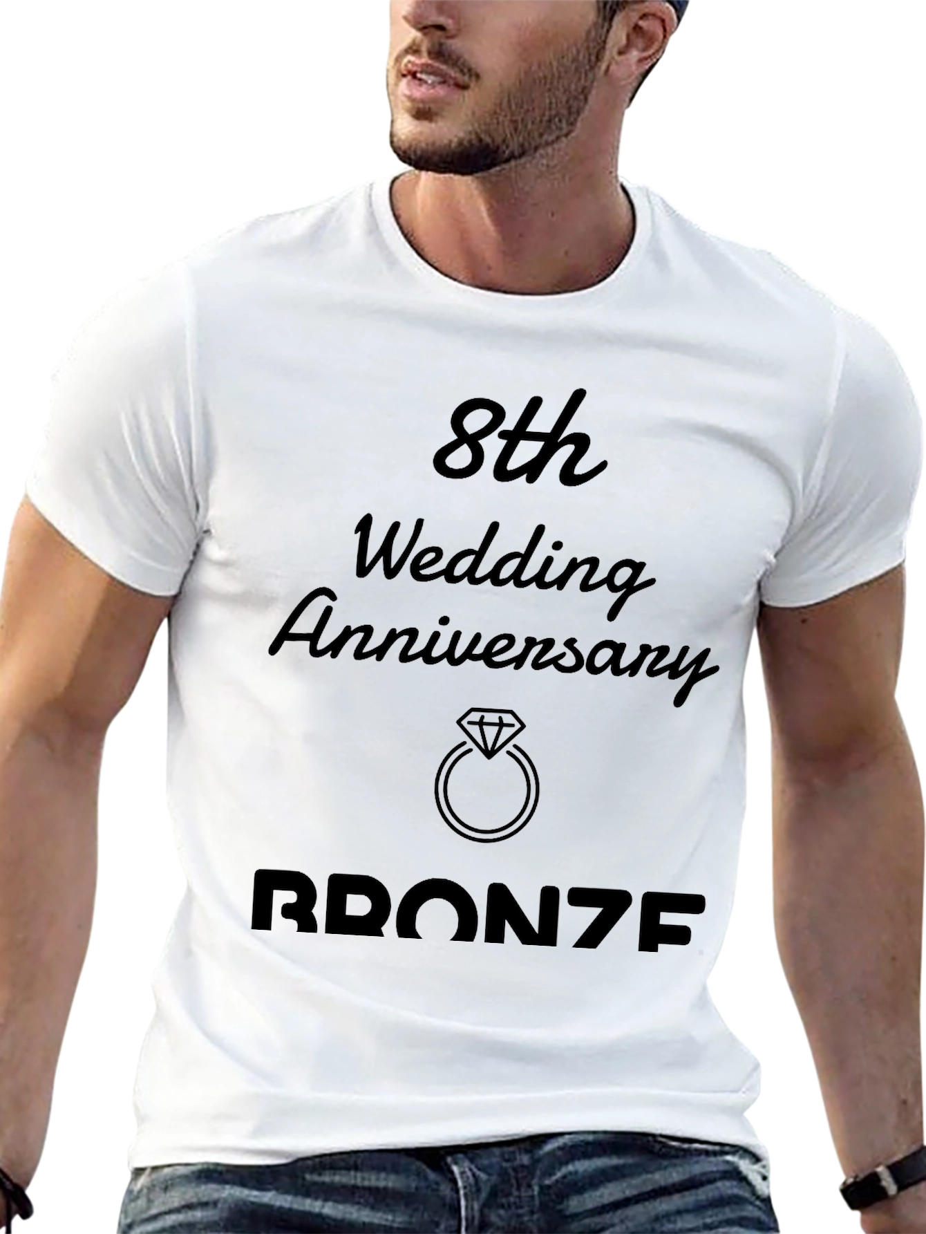 Black 8th Wedding Anniversary Bronze T-Shirt view 13