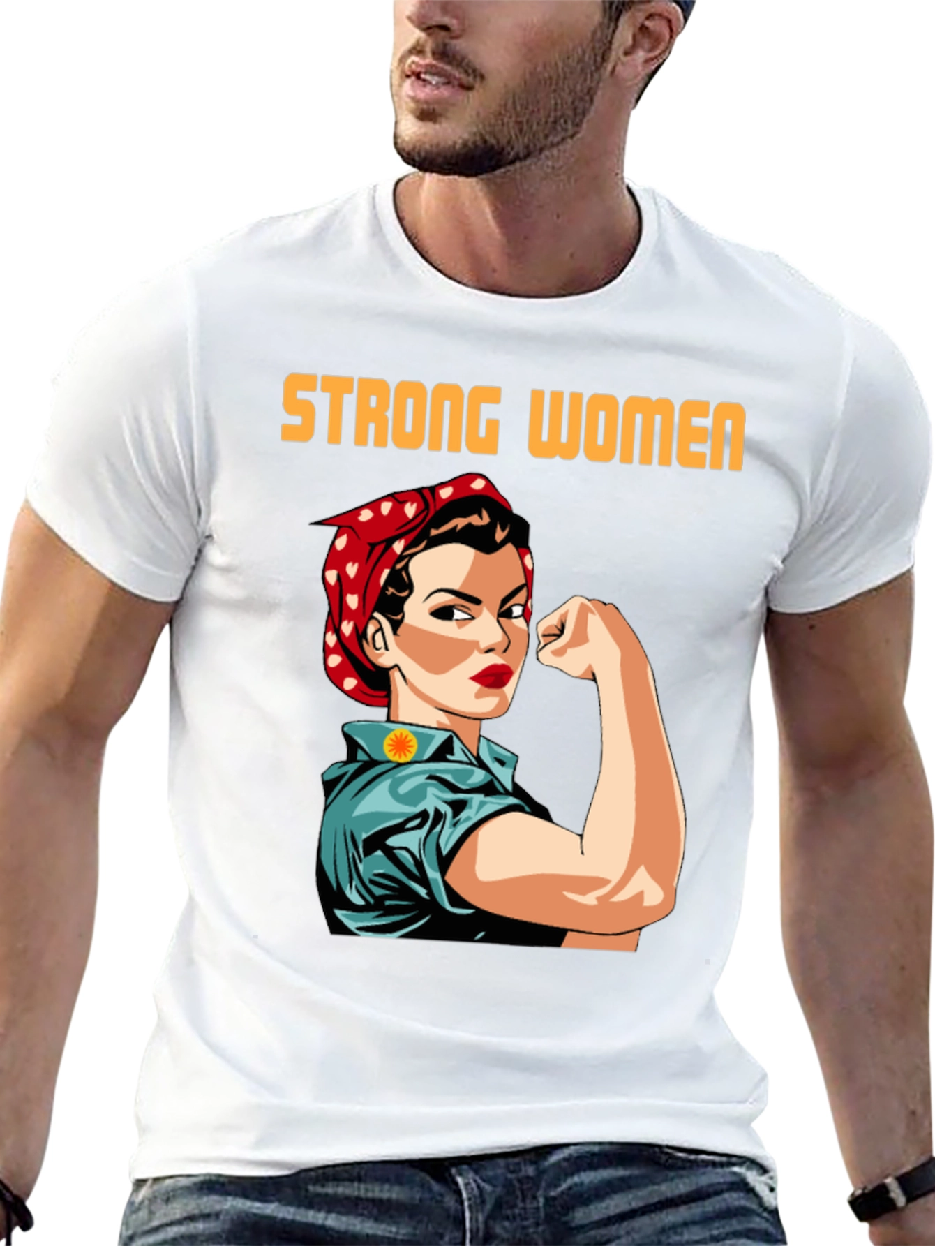 Black Strong Women T-Shirt, Empowering Rosie the Riveter Graphic Tee view 13