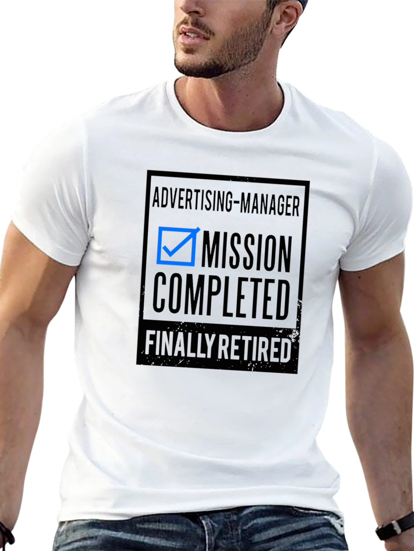 Black Advertising Manager: Mission Completed Retired T-Shirt view 13