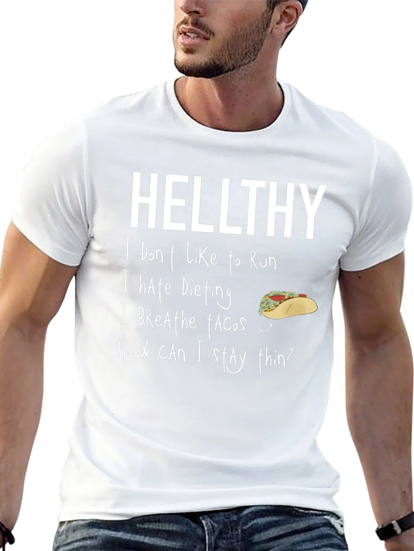 Black Hellthy Funny Graphic T-Shirt view 13