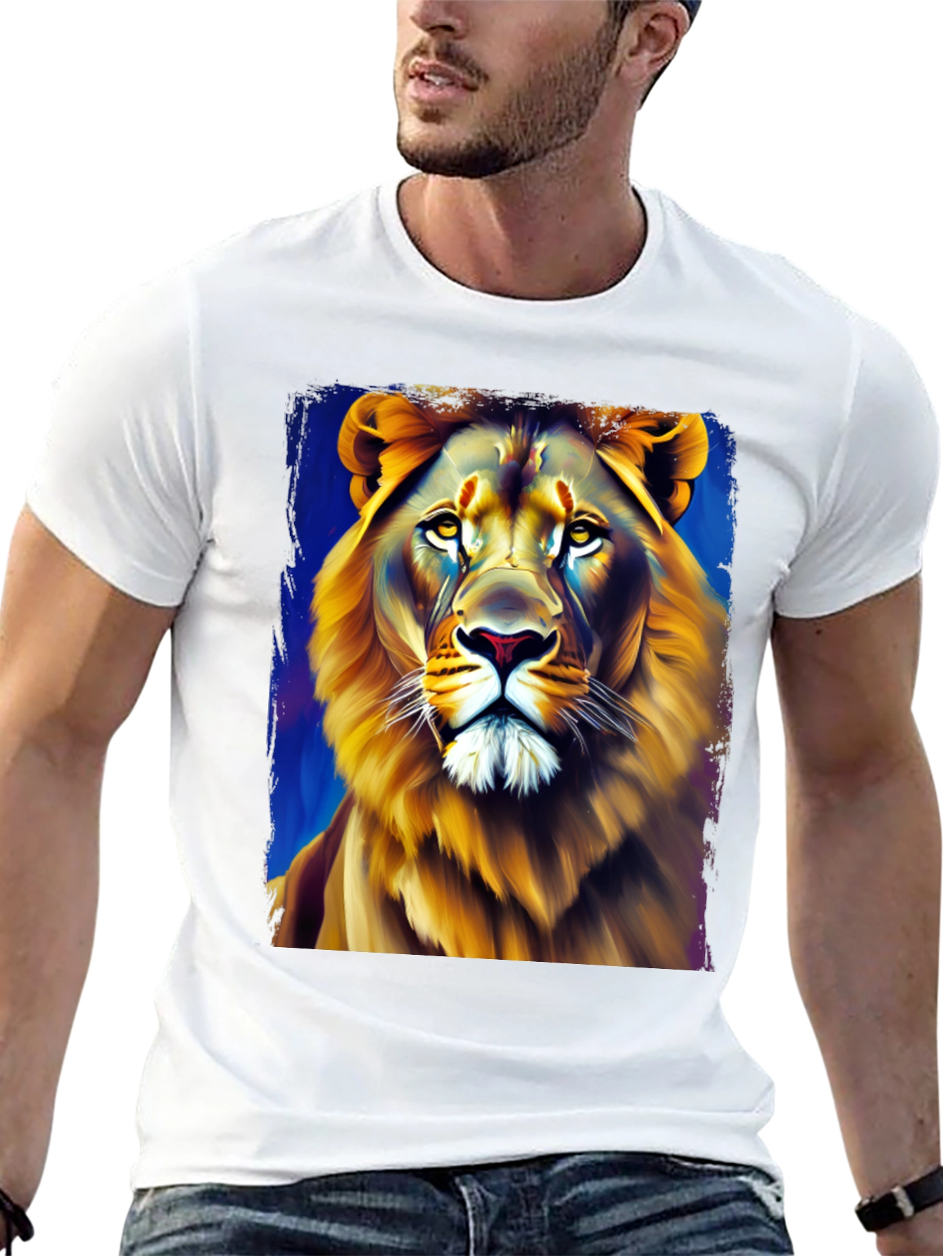 Black Lion Graphic Print Crew Neck T-Shirt view 13