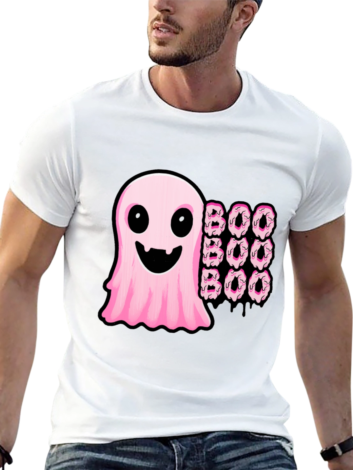 Black Boo Ghost Donut Halloween Graphic T-Shirt view 13