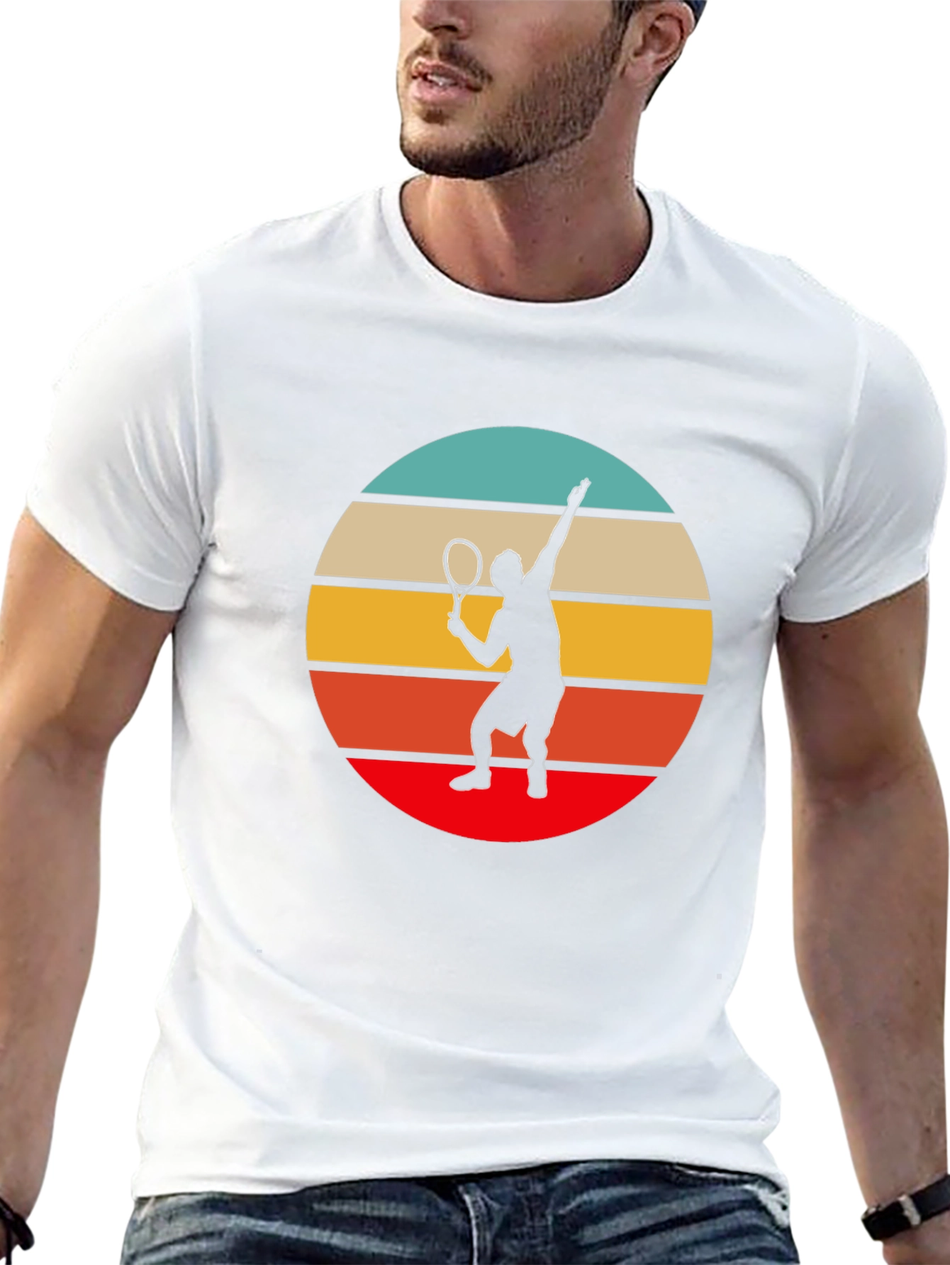 Black Retro Tennis Player Graphic T-Shirt view 13