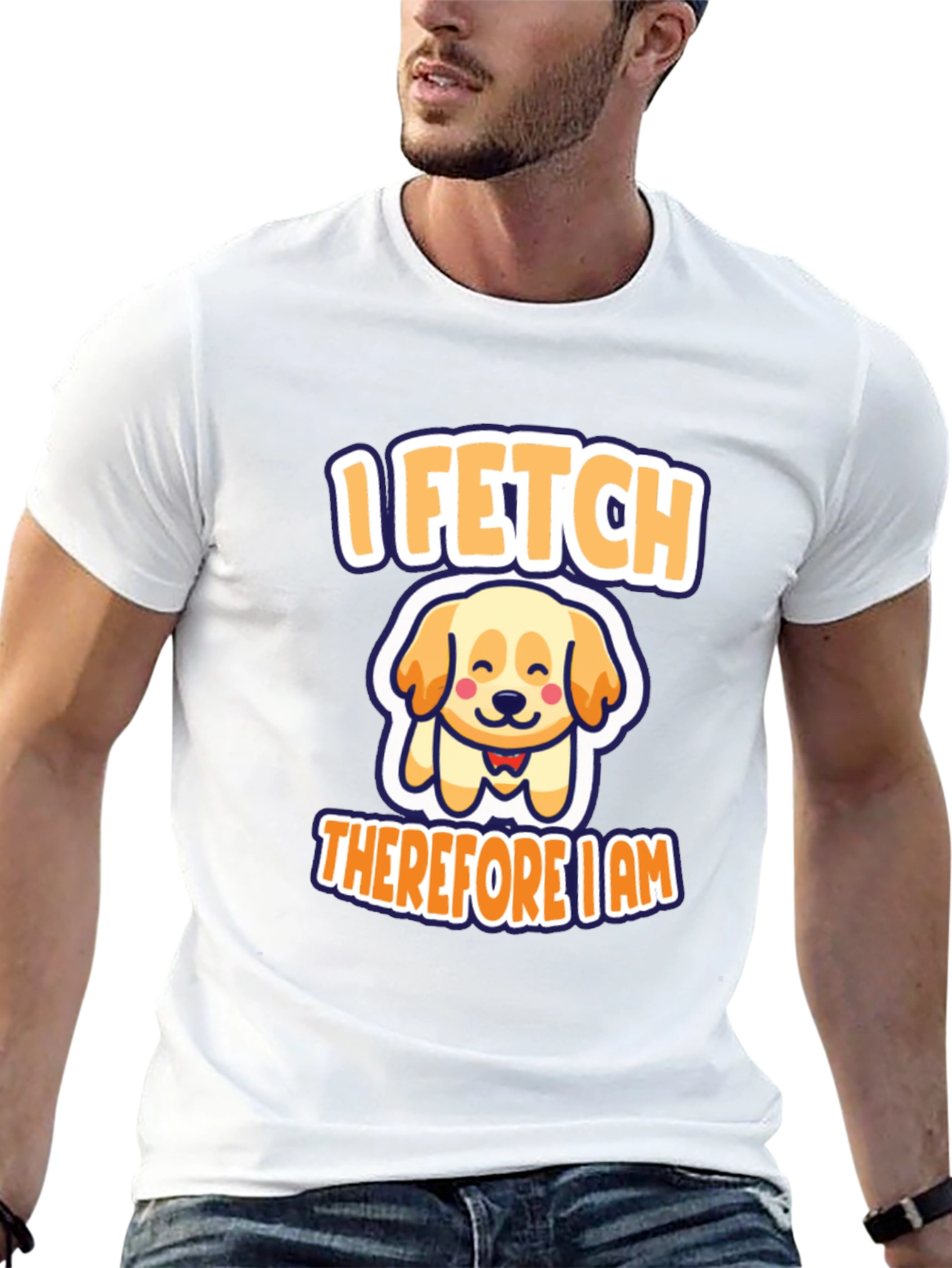 Black I Fetch Therefore I Am Dog T-Shirt view 13