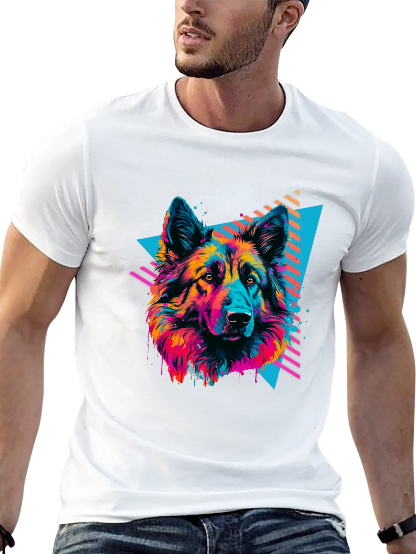 Black Neon Wolf Graphic Tee - Retro Style view 13