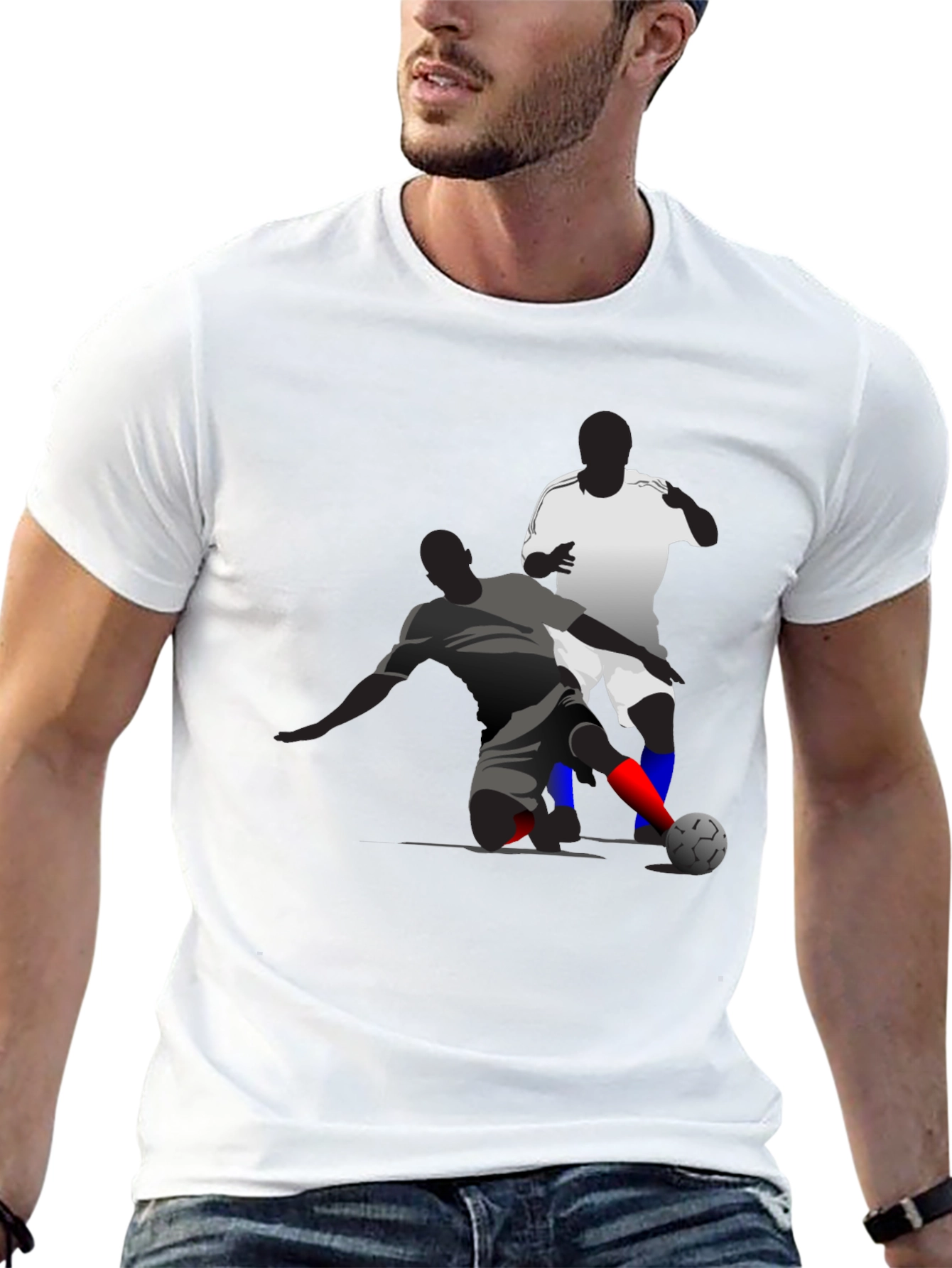 Black Soccer Graphic Tee - Black Cotton Blend T-Shirt view 13