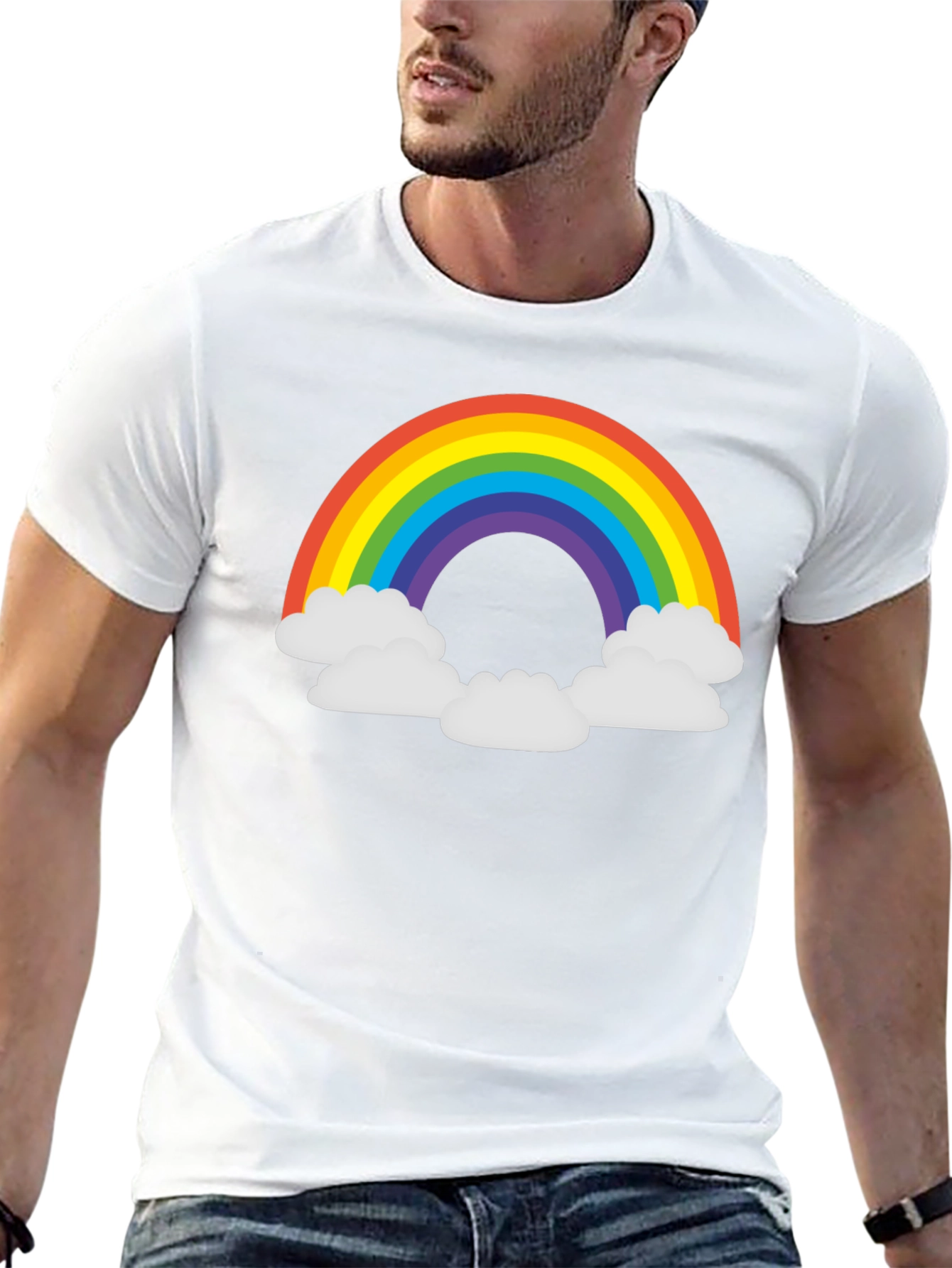 Black Rainbow Cloud T-Shirt - Black Graphic Tee view 13