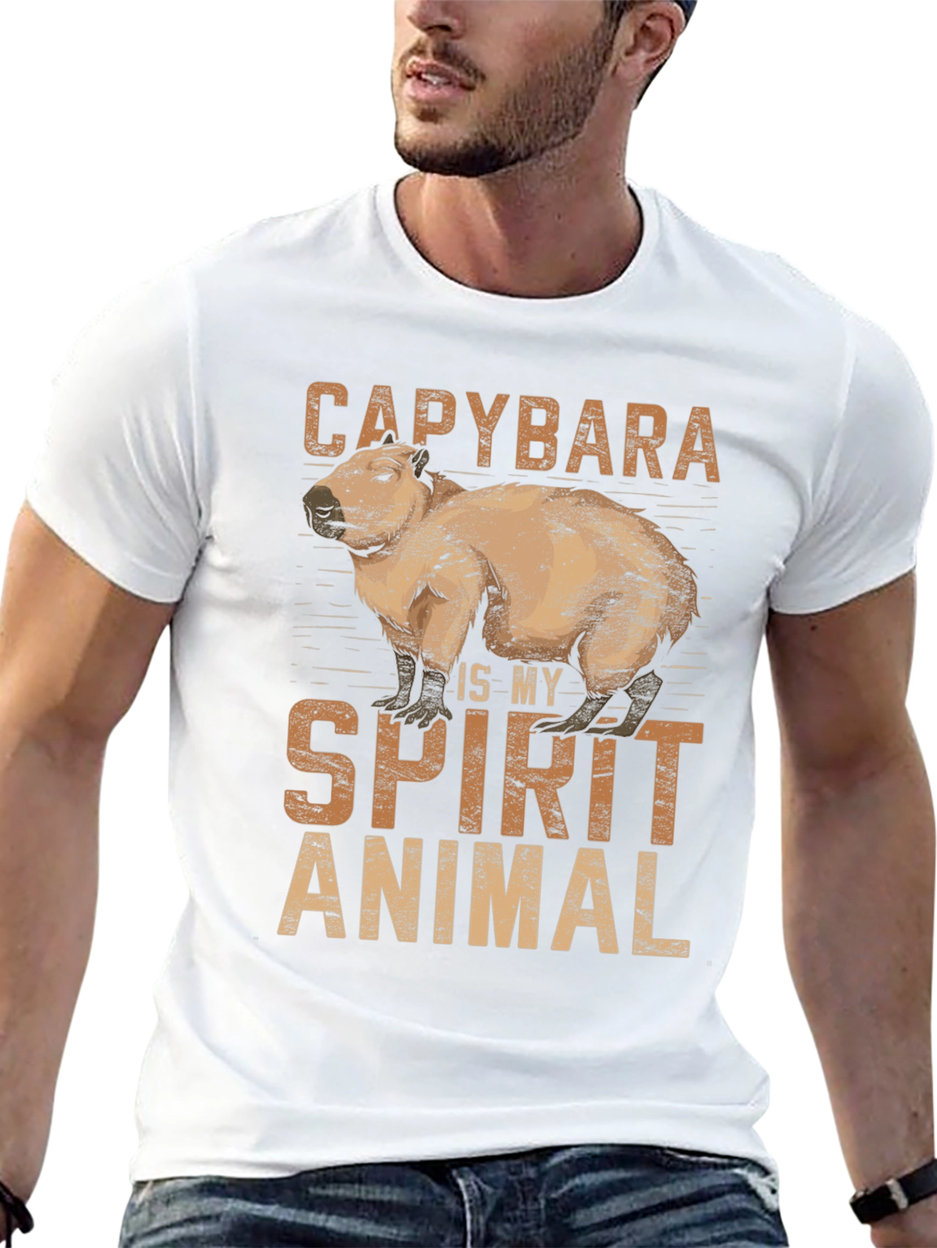 Black Capybara Spirit Animal Graphic T-Shirt - Unisex view 13