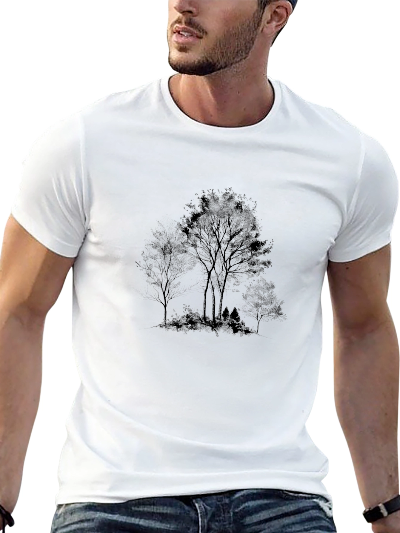 Black Men's Black Tree Graphic Tee view 13