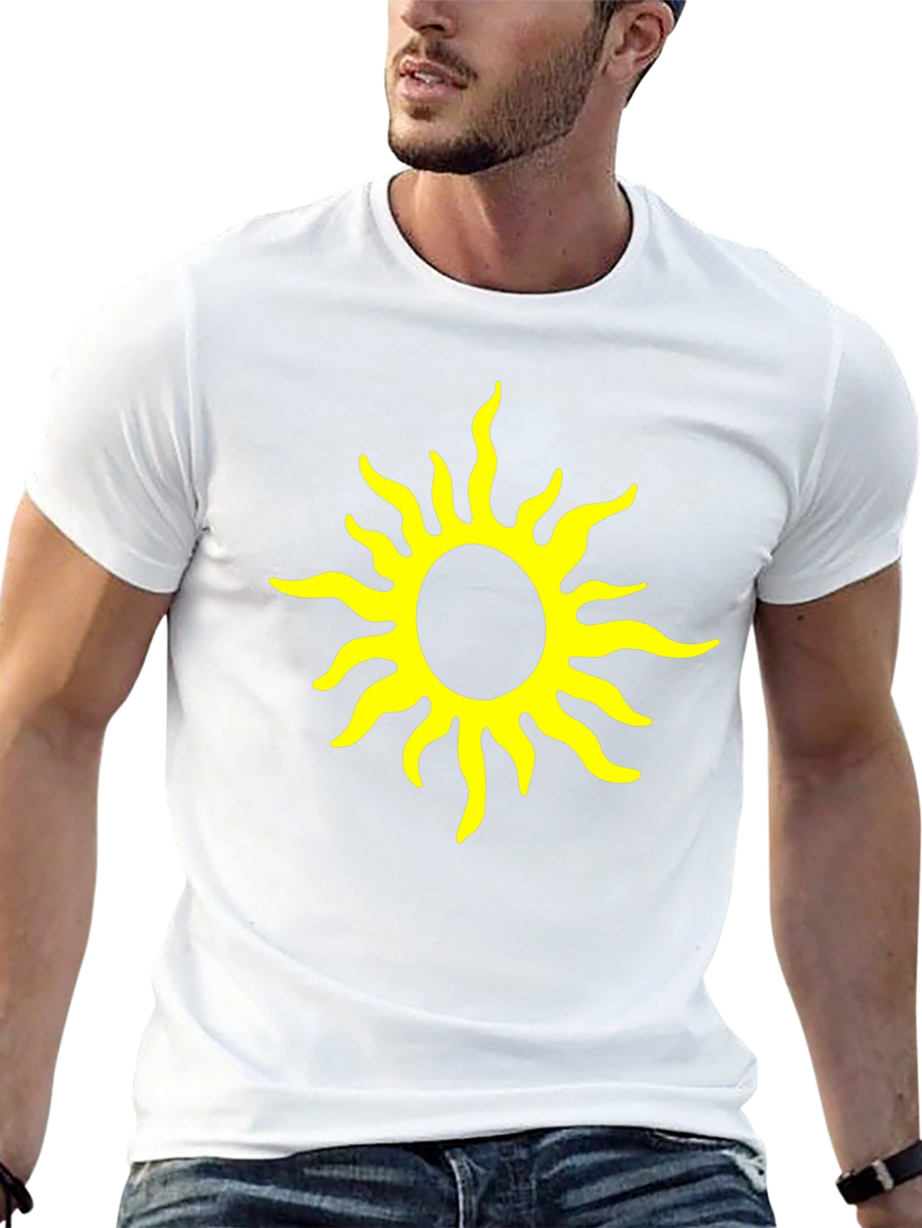 Black Black T-Shirt with Yellow Sun Graphic view 13