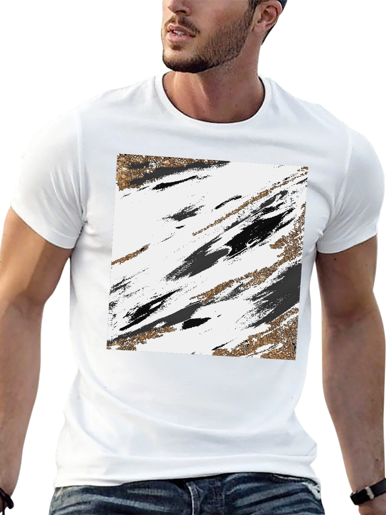 Black Abstract Art Graphic Tee - Black view 13