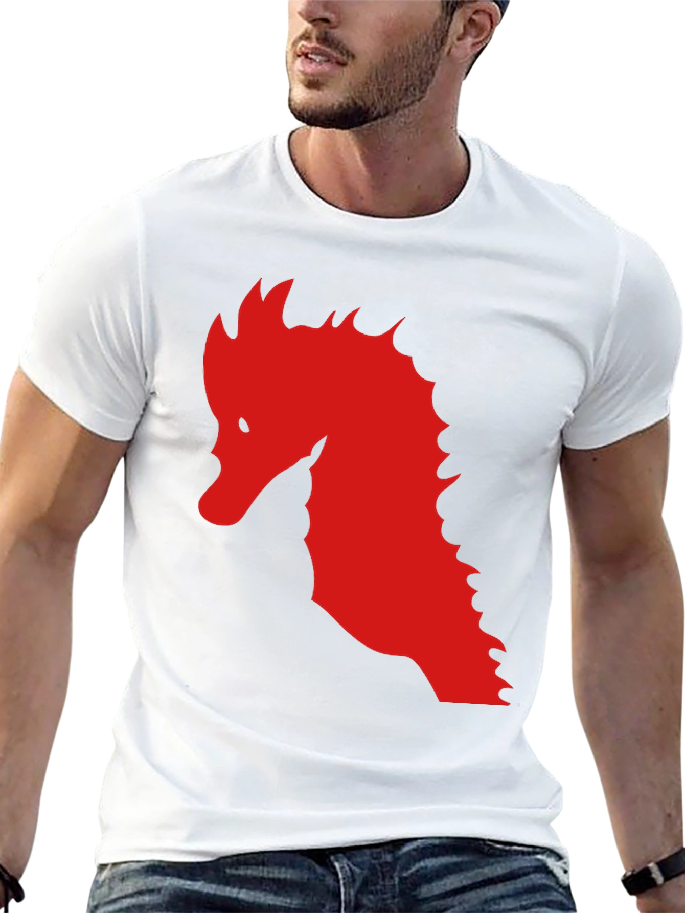 Black Red Dragon Silhouette Graphic Black T-Shirt view 13