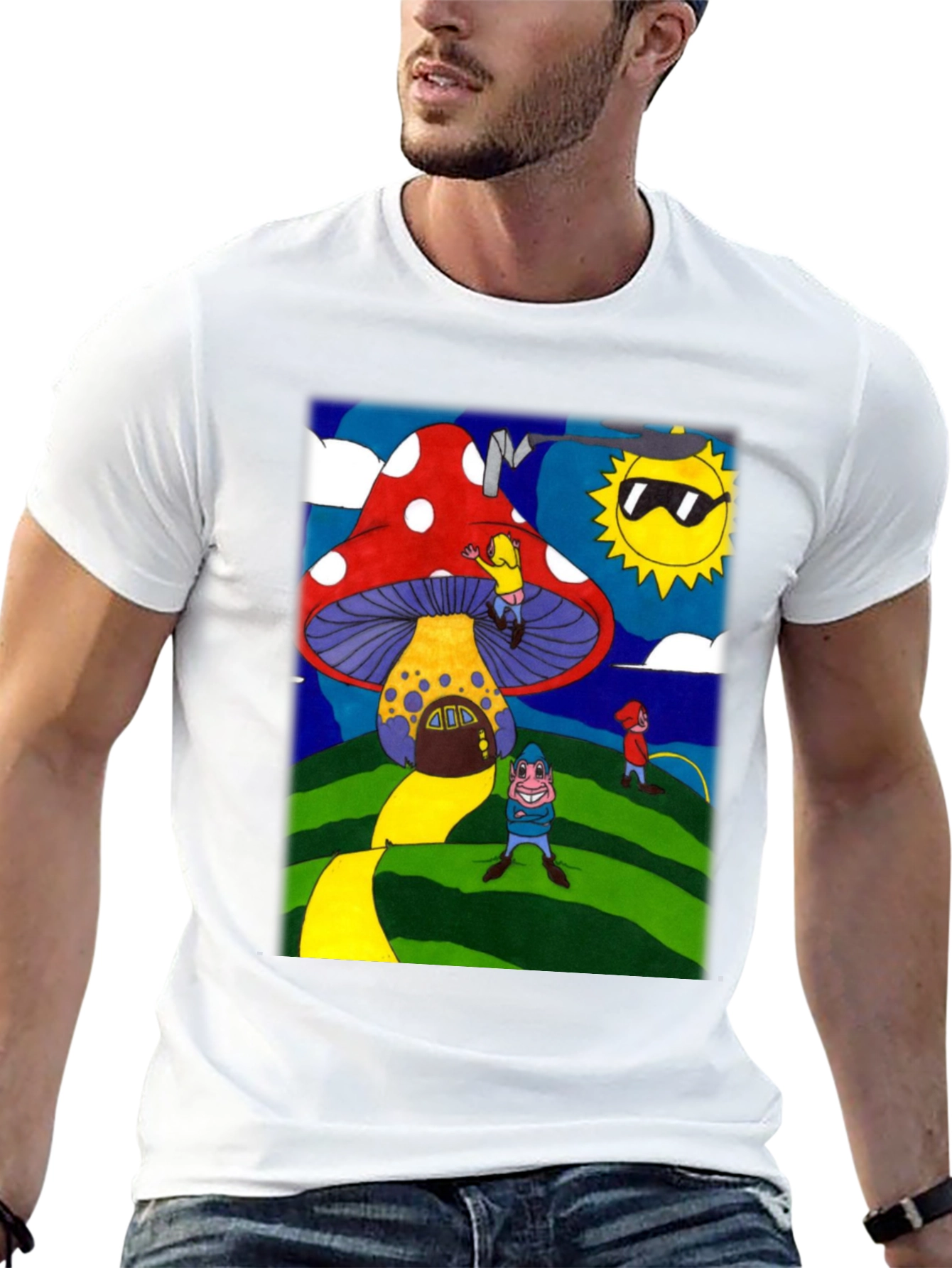 Black Funky Mushroom House Graphic Tee view 13