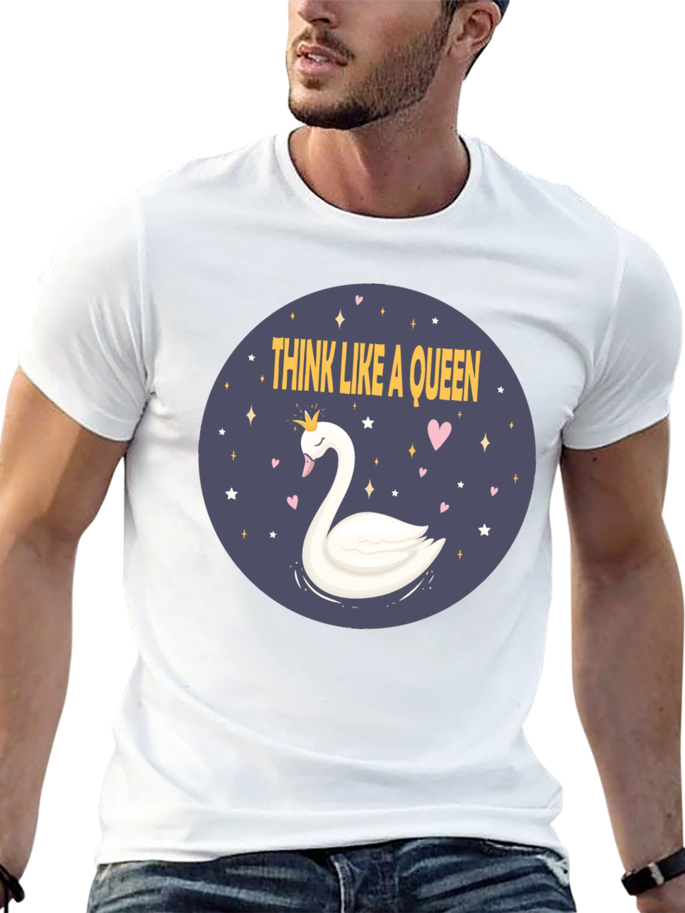 Black Think Like A Queen Swan Graphic Tee view 13