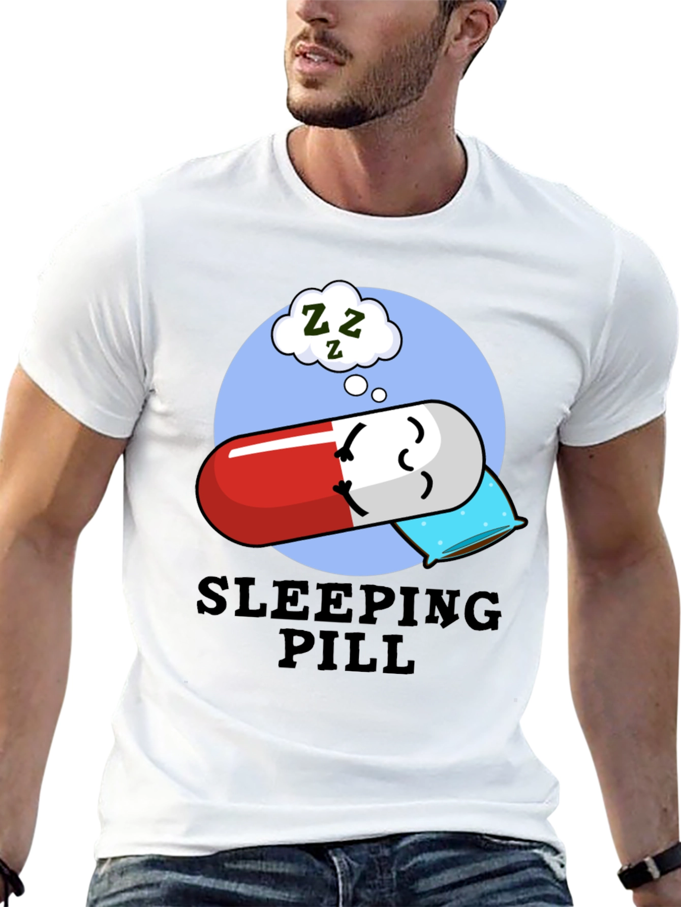 Black Sleeping Pill Funny Graphic T-Shirt - Unisex view 13