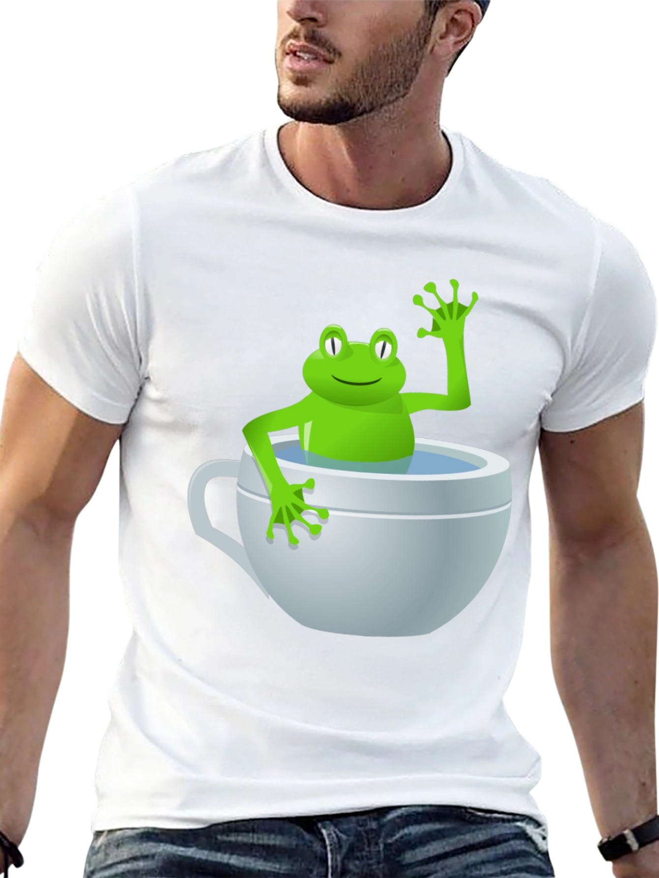 Black Frog in a Cup Graphic Tee - Funny Animal Shirt view 13