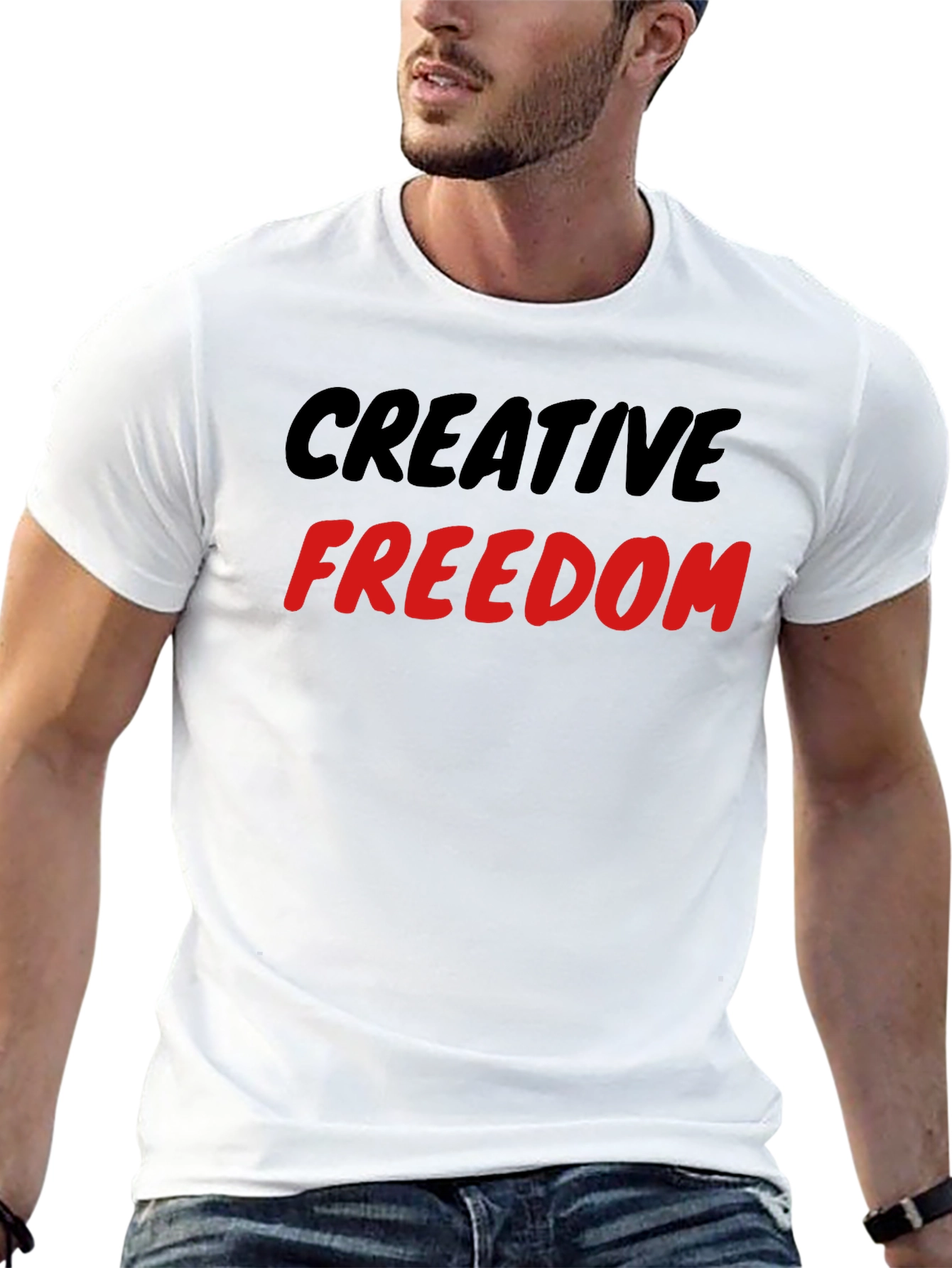 Black Creative Freedom Graphic Tee - Unisex Cotton T-Shirt view 13