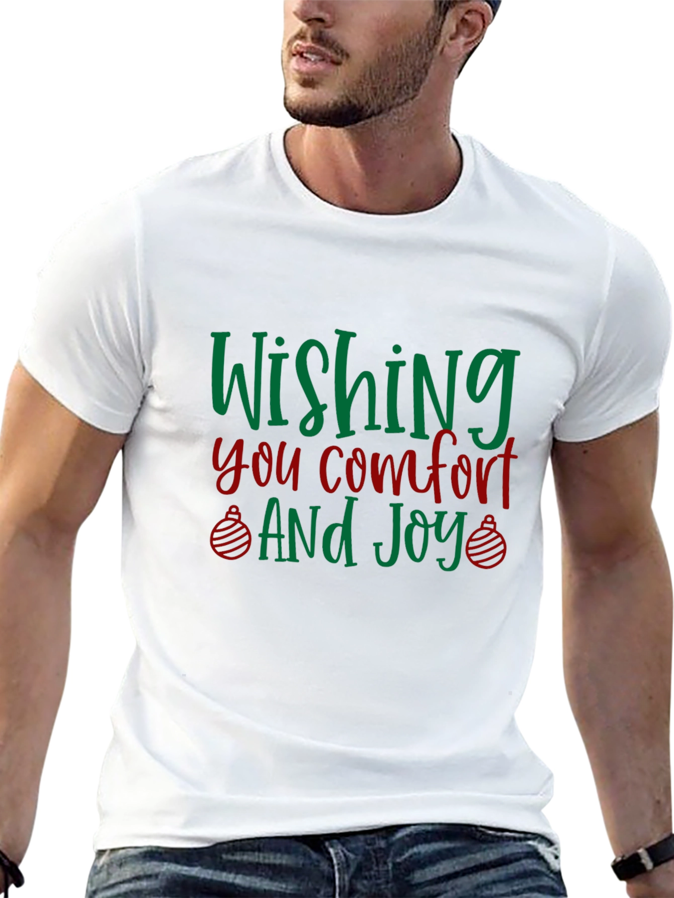 Black Wishing You Comfort and Joy Holiday T-Shirt view 13