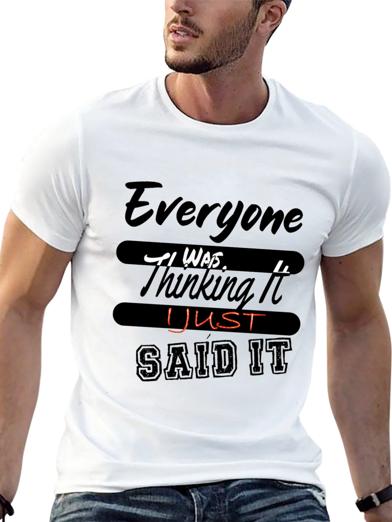 Black Funny Graphic Tee - Everyone Thinking It view 13