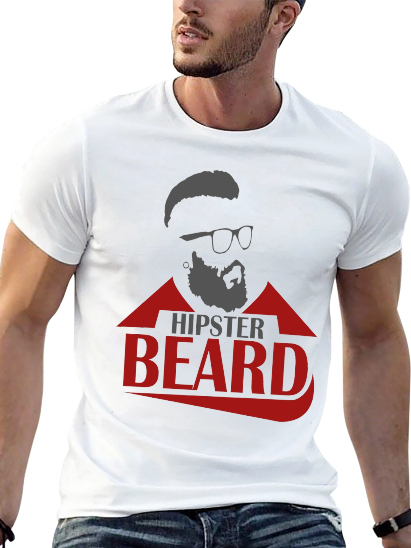 Black Hipster Beard Graphic T-Shirt view 13