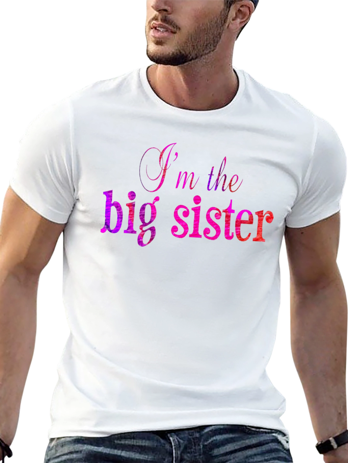 Black I'm The Big Sister T-Shirt - Fun Sibling Apparel view 13