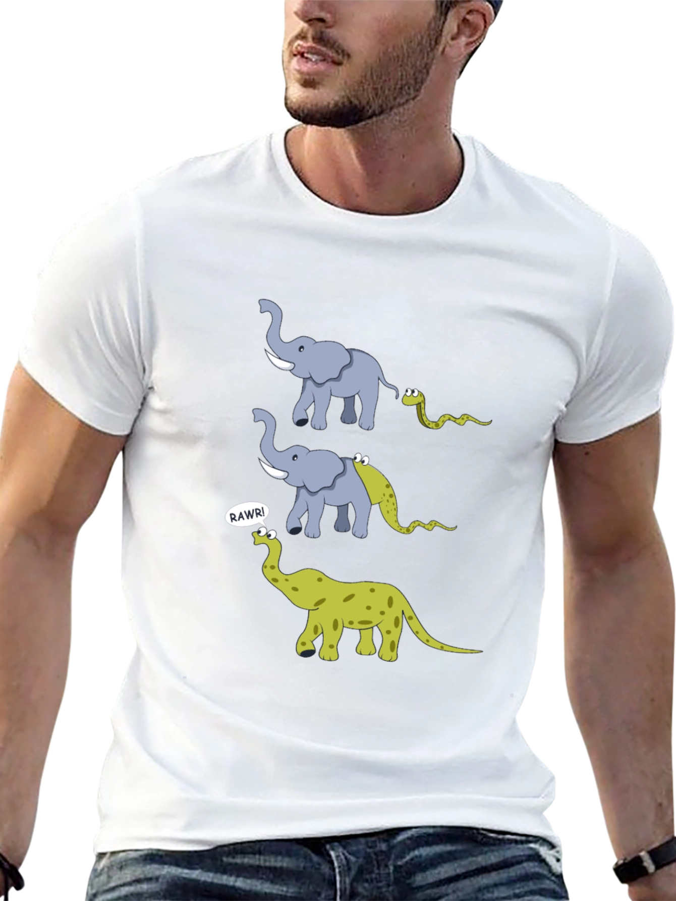 Black Elephant Evolution T-Shirt - Funny Dinosaur Design view 13