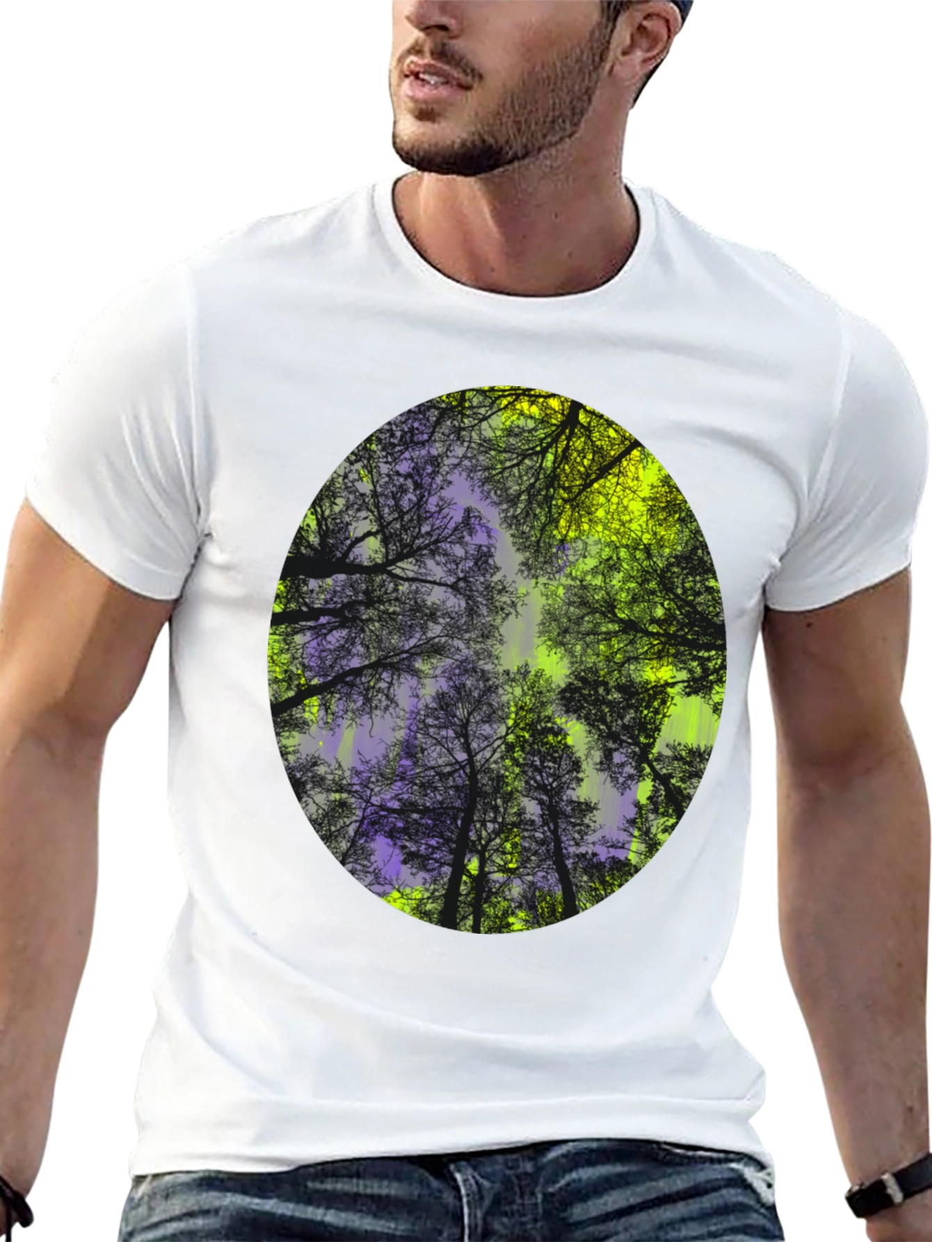 Black Nature Print Black T-Shirt view 13