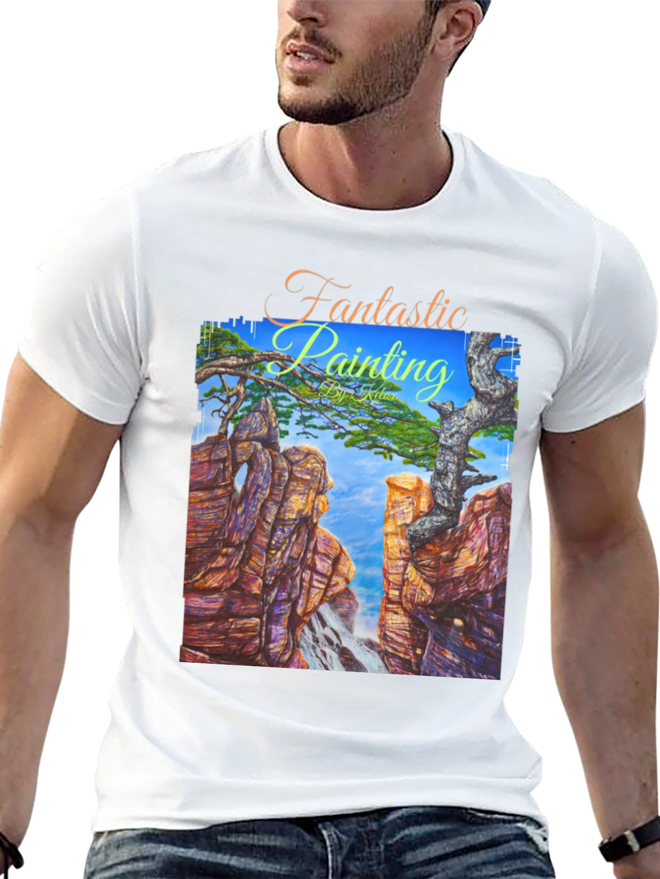 Black Fantastic Painting Graphic T-Shirt view 13