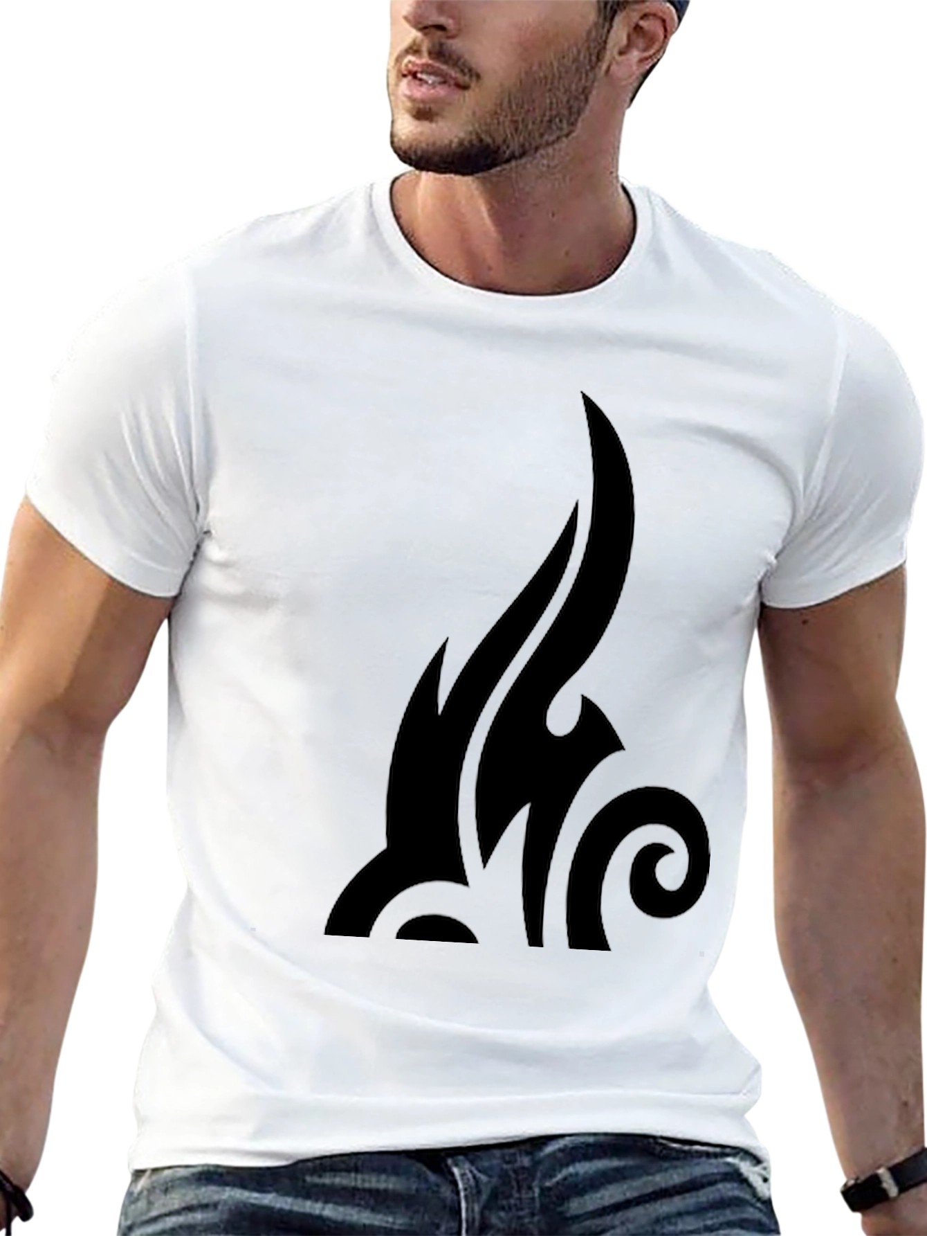 Black Men's Black Tribal Graphic T-Shirt - Casual Style view 13