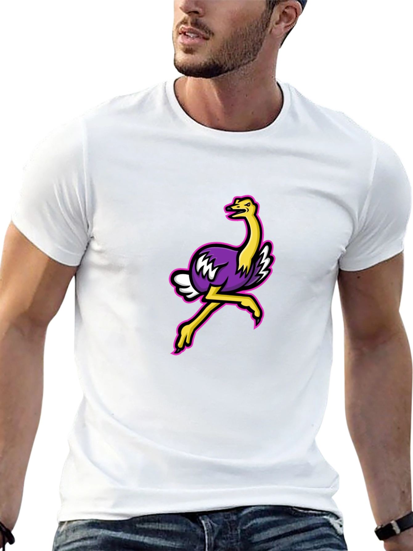 Black Cool Ostrich Graphic Tee - Black Unisex T-Shirt view 13