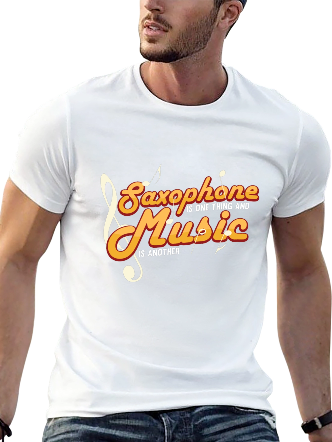 Black Saxophone and Music Graphic T-Shirt - Stylish Black Tee view 13