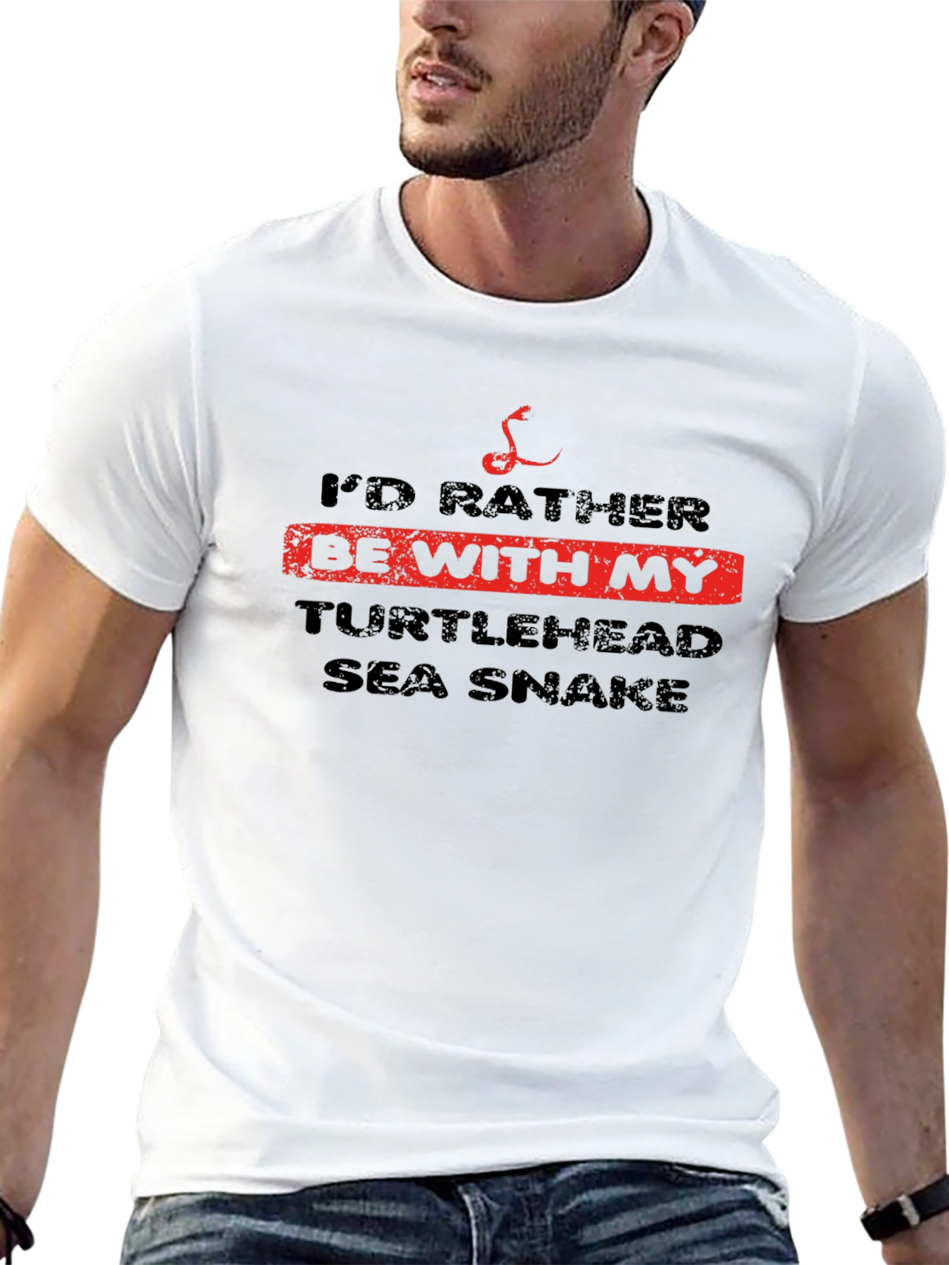 Black Turtlehead Sea Snake T-Shirt, Funny Graphic Tee view 13