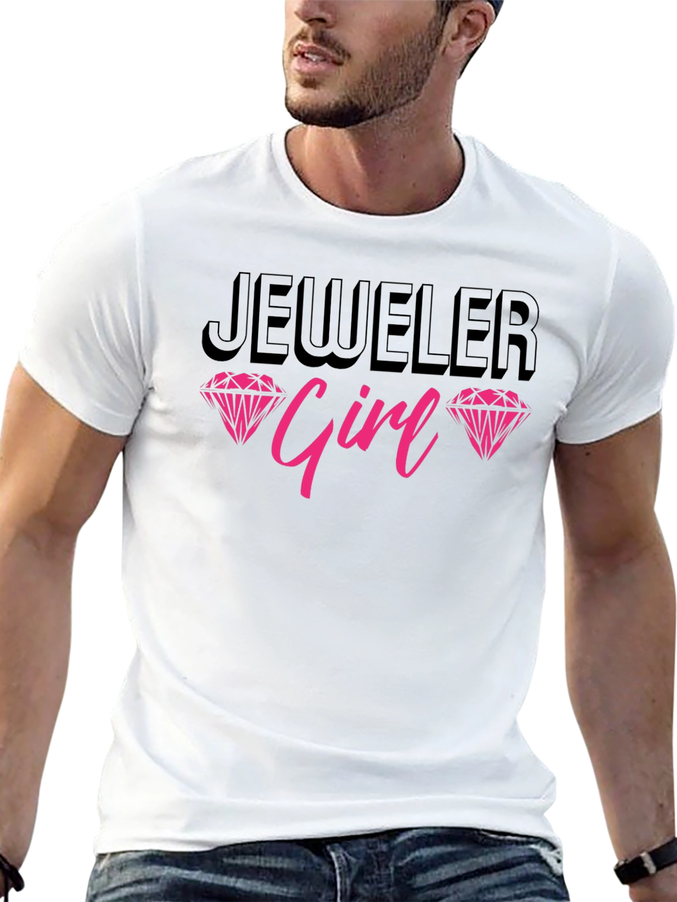 Black Jeweler Girl T-Shirt Diamond Graphic Tee view 13